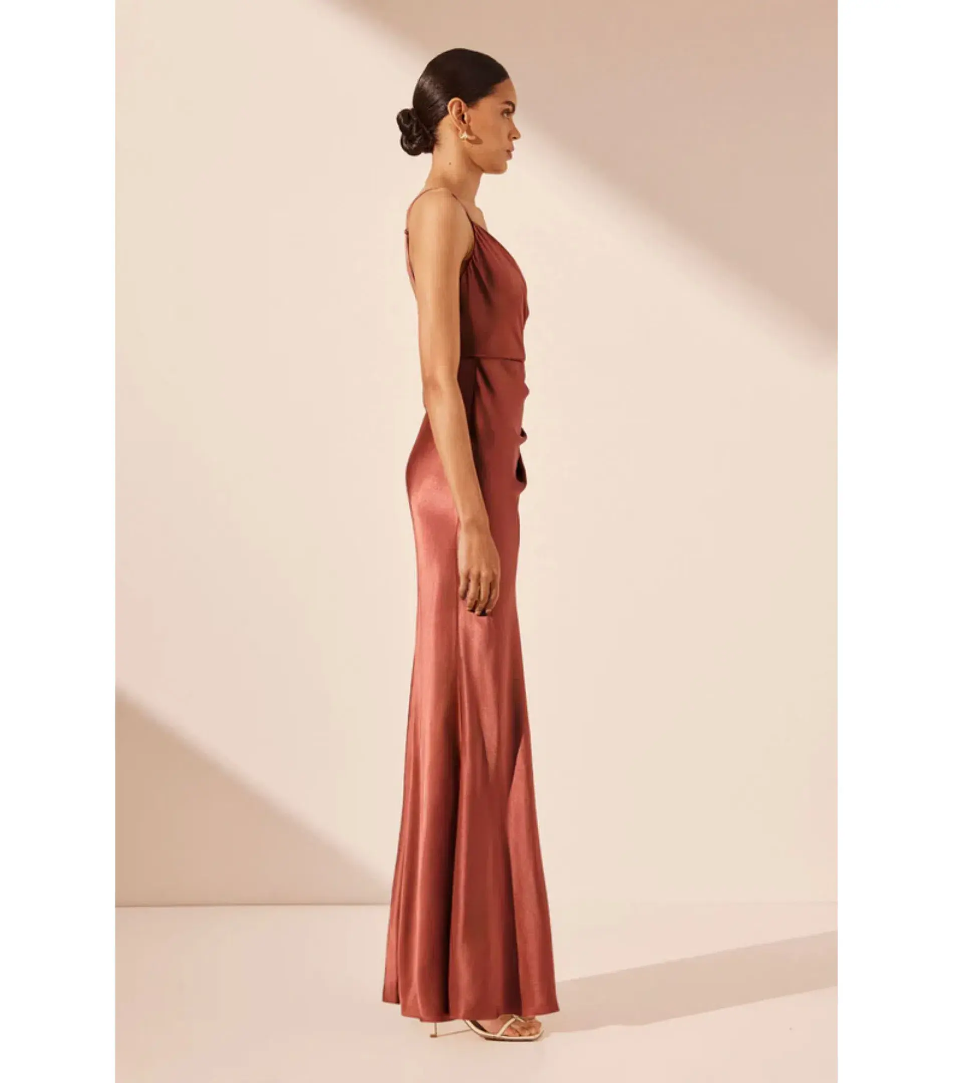 Shona Joy La Lune Cross Draped Maxi Dress in Terracotta Size AU 12 - Image 4