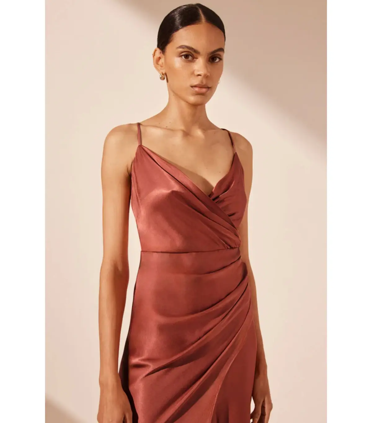 Shona Joy La Lune Cross Draped Maxi Dress in Terracotta Size AU 12 - Image 2
