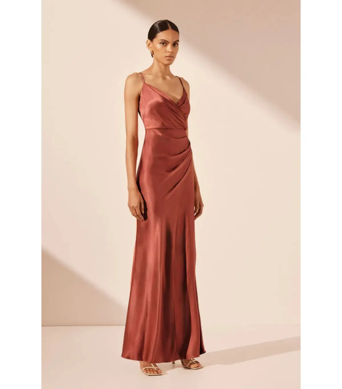 Shona Joy La Lune Cross Draped Maxi Dress in Terracotta Size AU 12 - Image 3