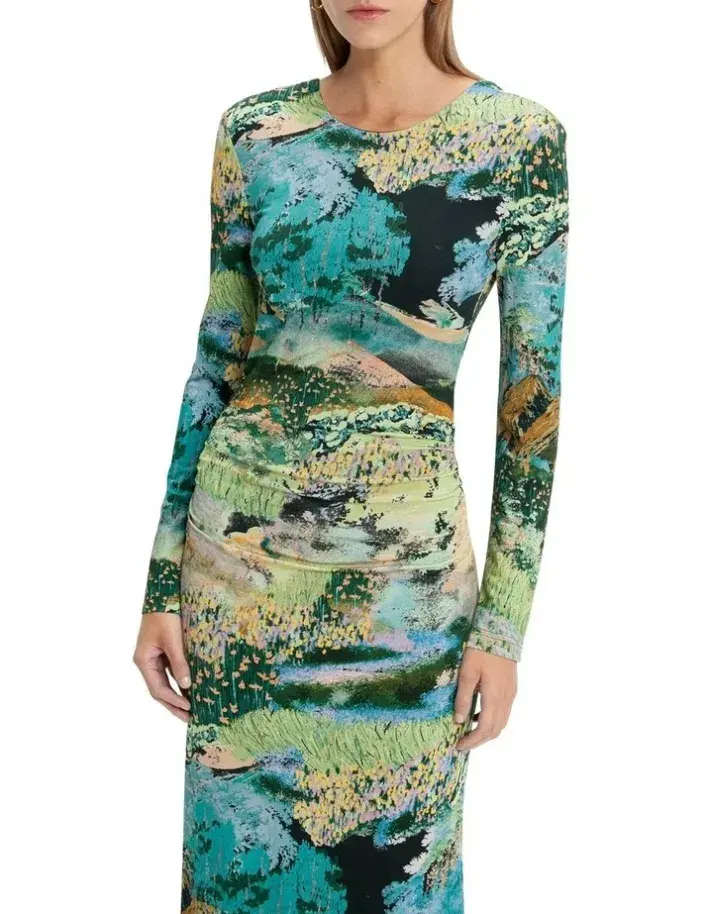 Cue Dreamscape Jersey Midi Dress Multi Size AU 12 - Image 3