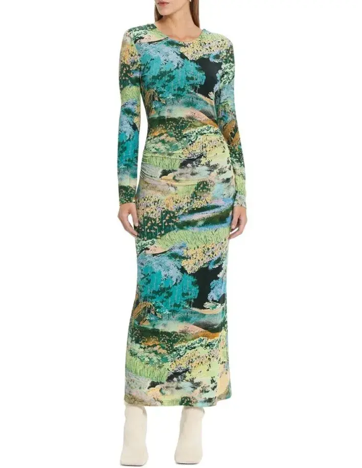 Cue Dreamscape Jersey Midi Dress Multi Size AU 12 - Image 1
