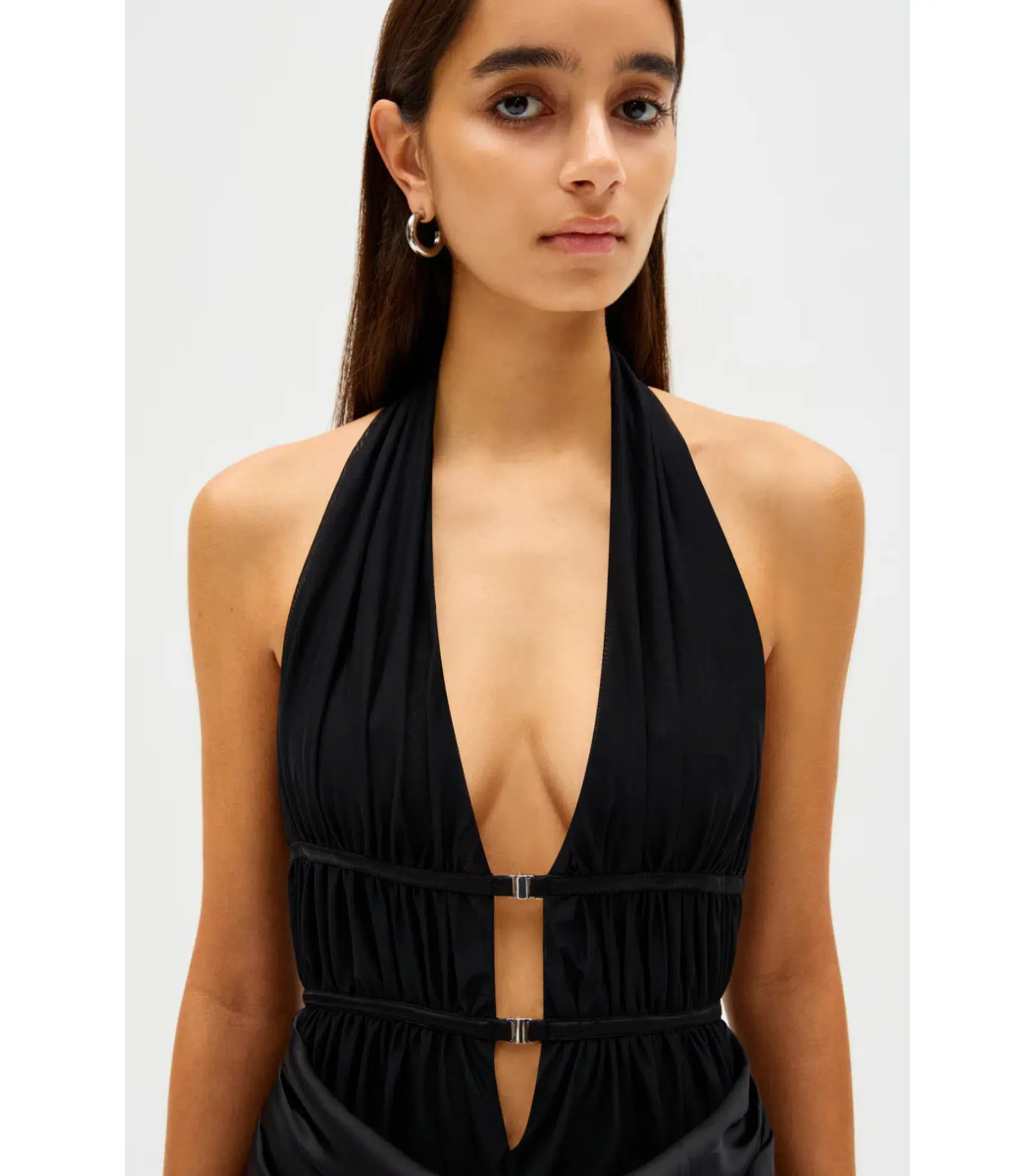 Misha Celine Satin Maxi Dress Black Size 8/S - Image 2