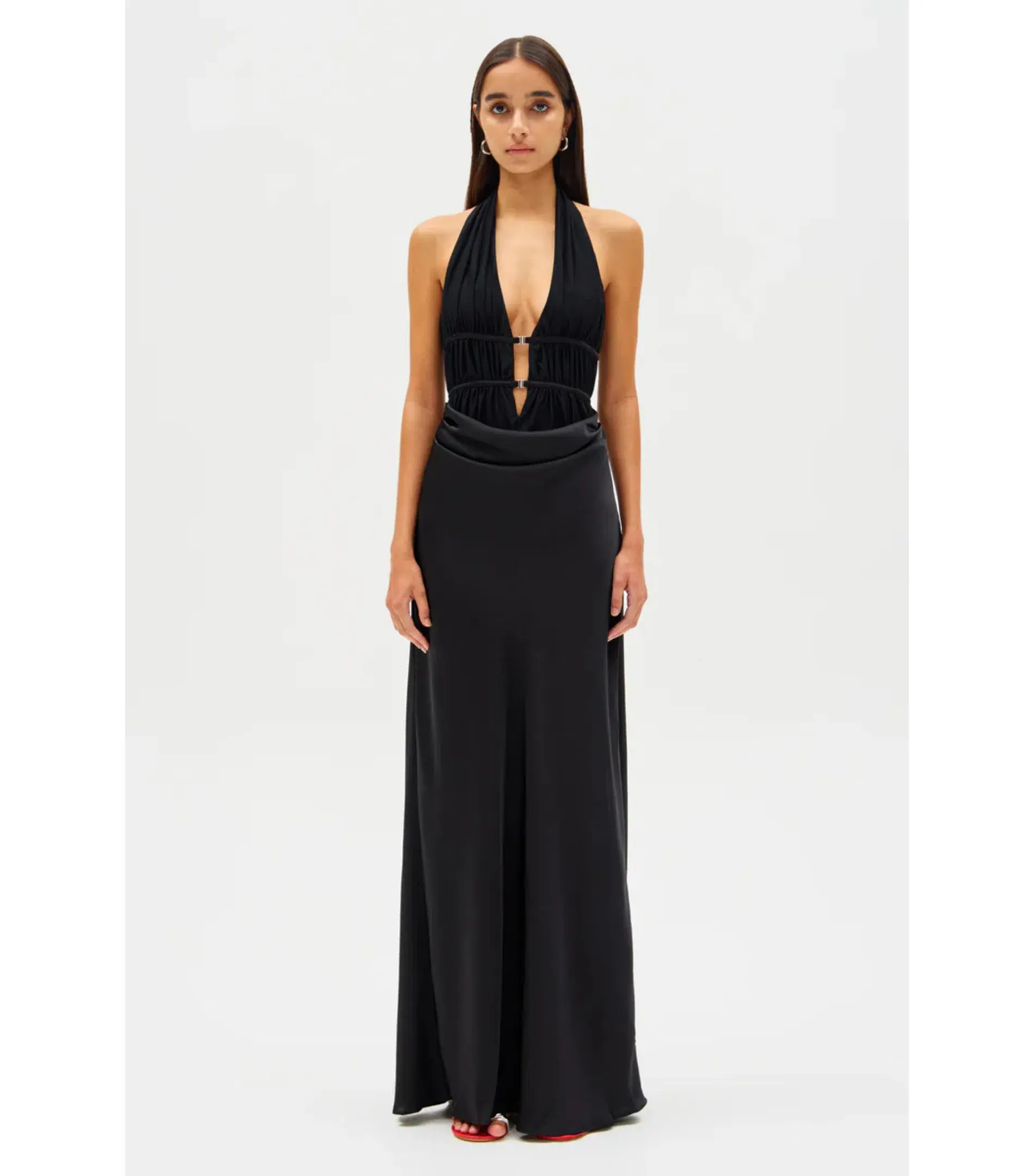 Misha Celine Satin Maxi Dress Black Size 8/S - Image 1