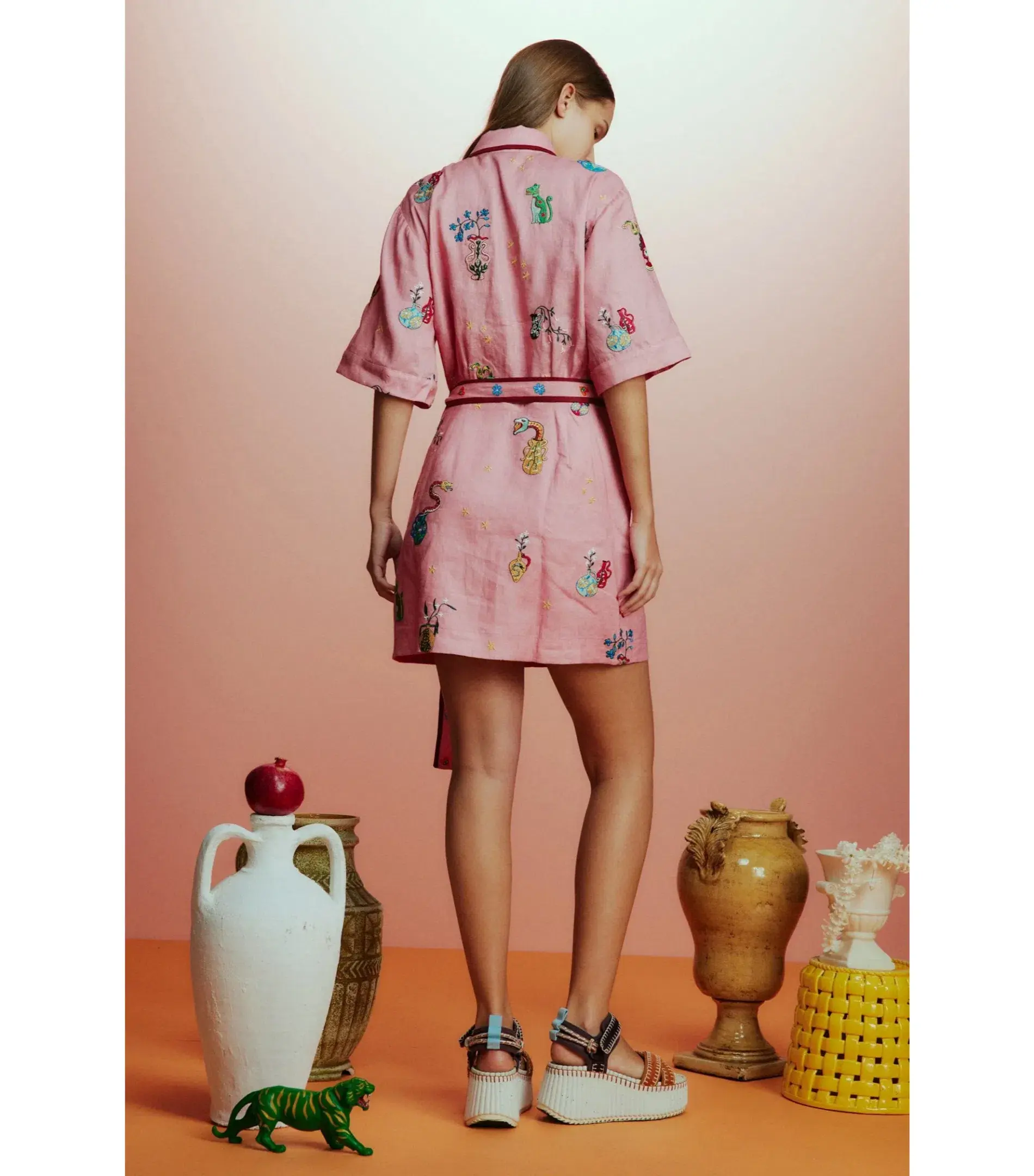 Alemais Timmy Embroidered Mini Dress Pink Size AU 10  - Image 3