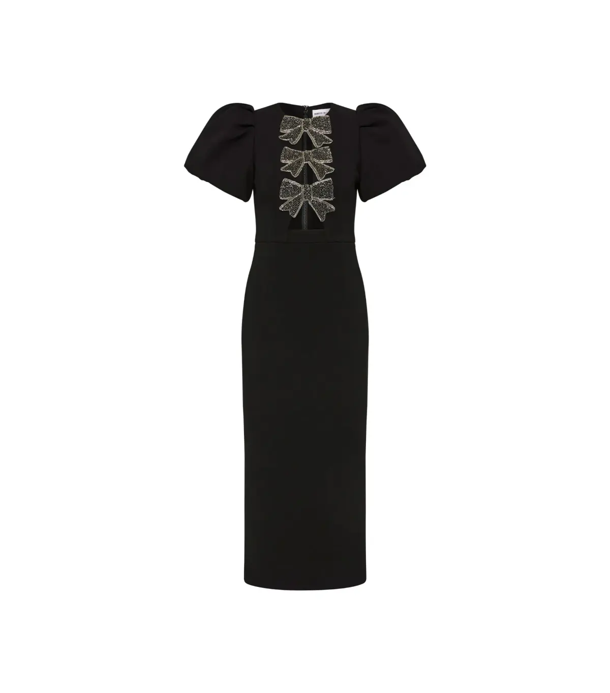 Rebecca Vallance Eliana Puff Sleeve Midi Dress Black Size AU 12  - Image 5