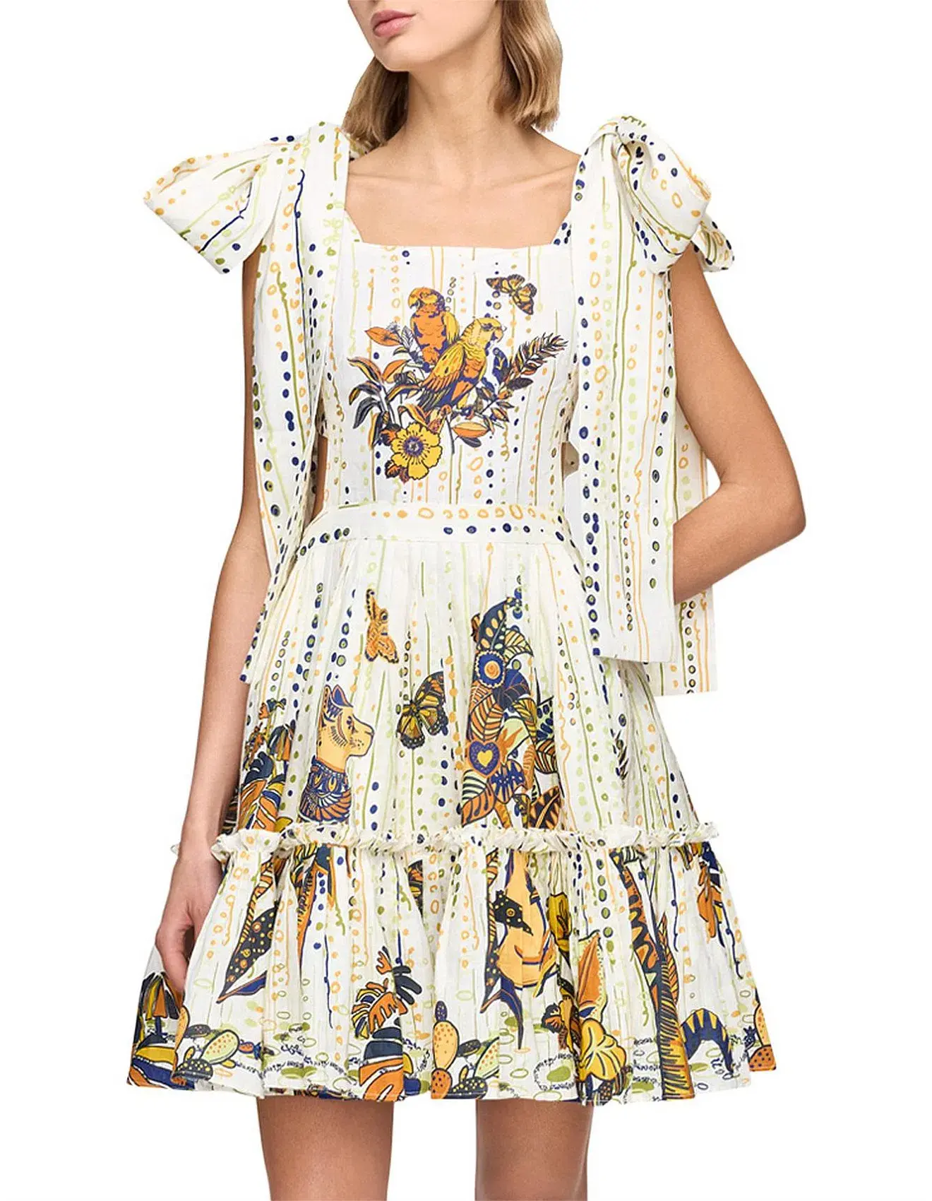 Leo Lin La Vida Bowtie Mini Dress Print Size AU 8  - Image 2