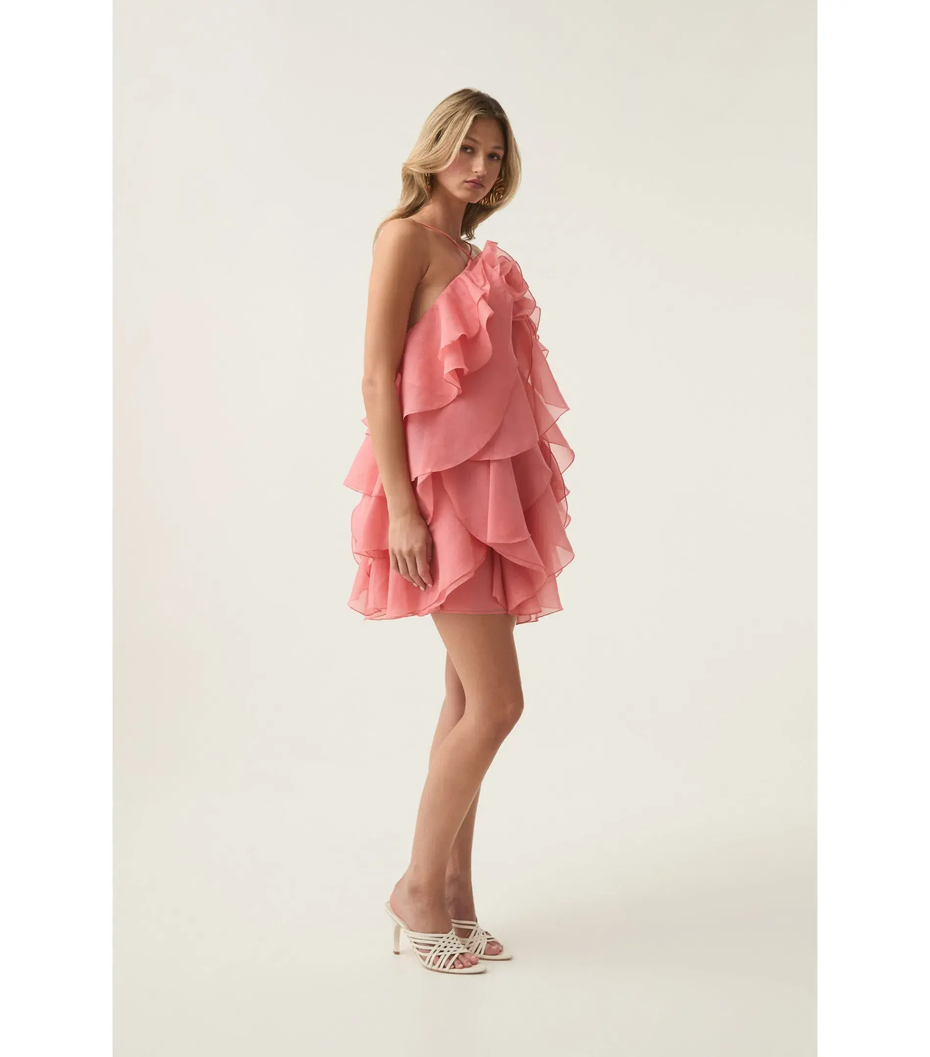 Aje Pandorea Layered Mini Dress Washed Coral Size AU 10 - Image 3