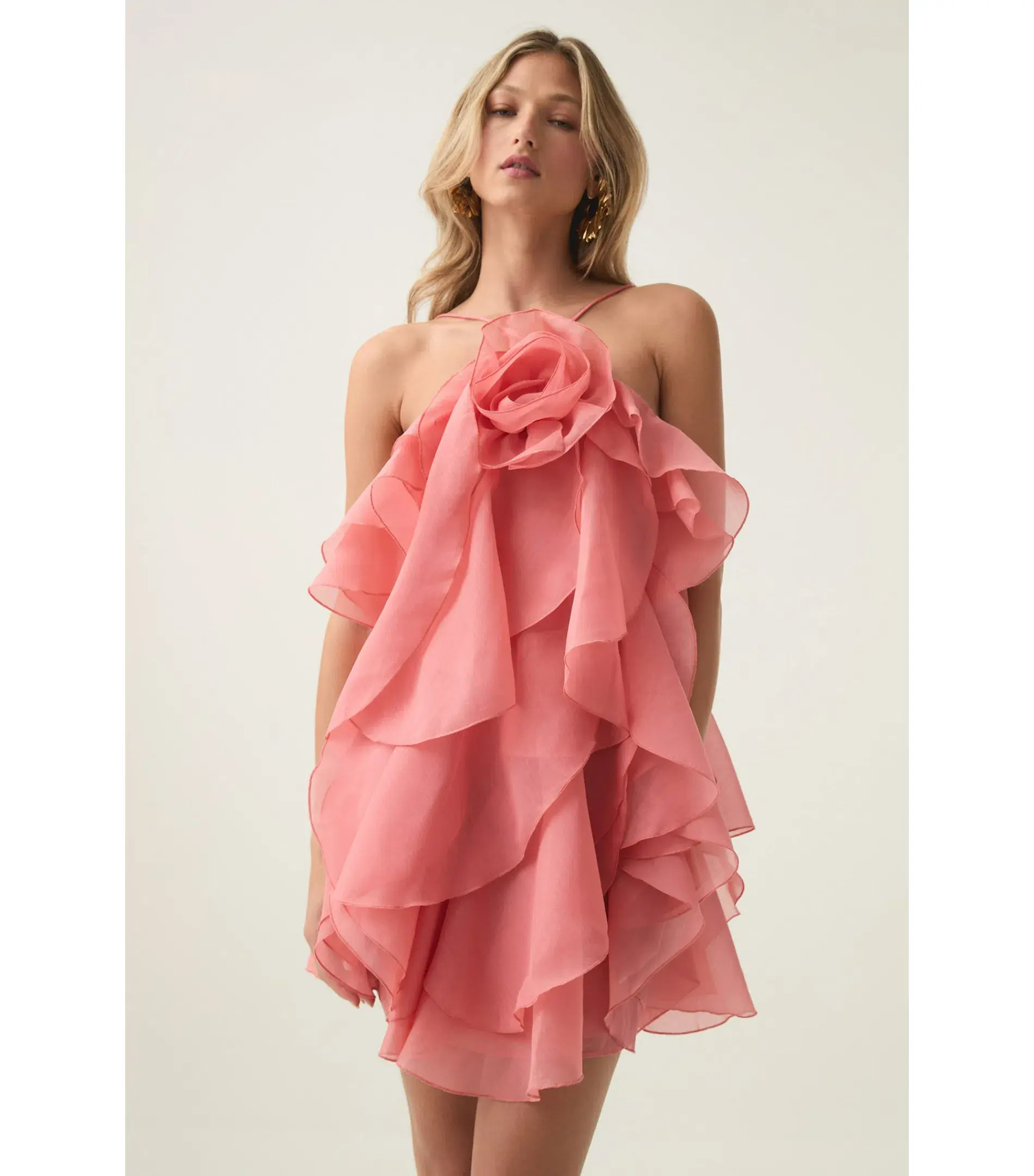 Aje Pandorea Layered Mini Dress Washed Coral Size AU 10 - Image 2