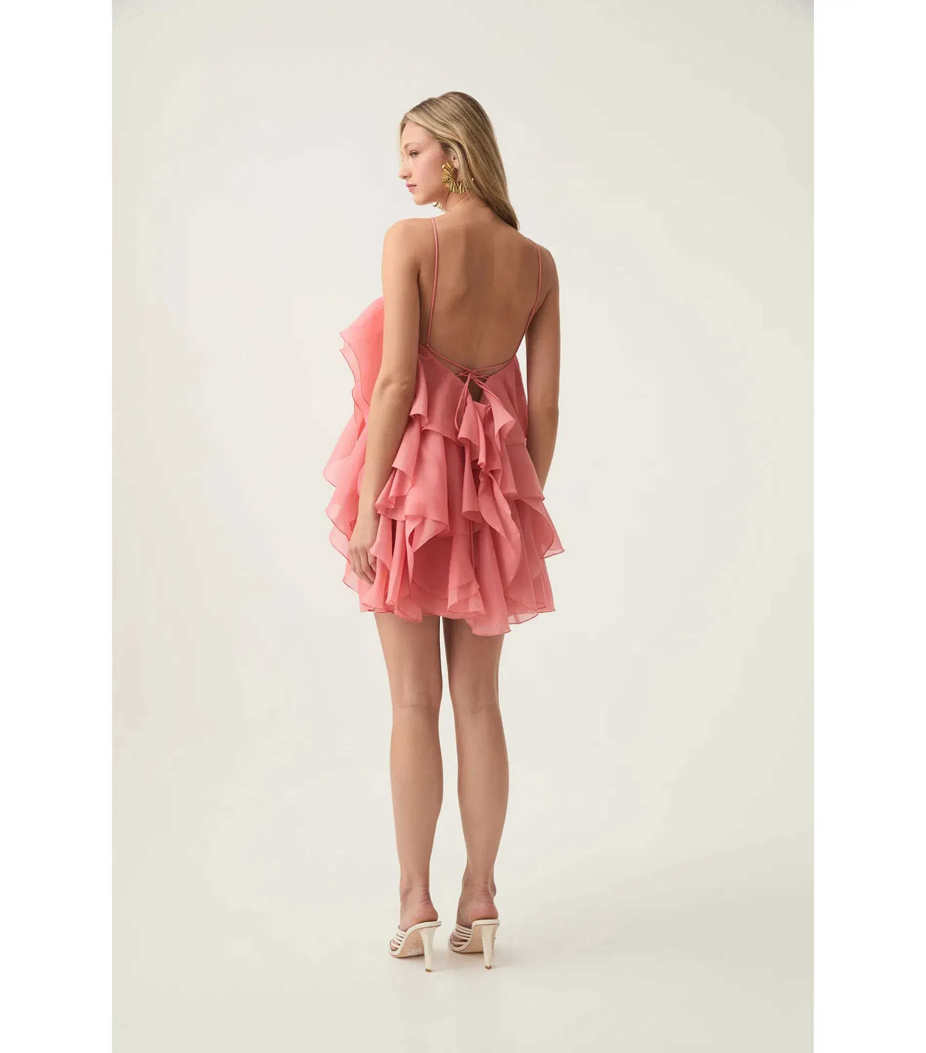 Aje Pandorea Layered Mini Dress Washed Coral Size AU 10 - Image 4