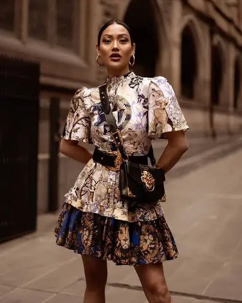 Leo Lin The Lover Cotton Linen Mini Dress Multi Size AU 8 - Image 6