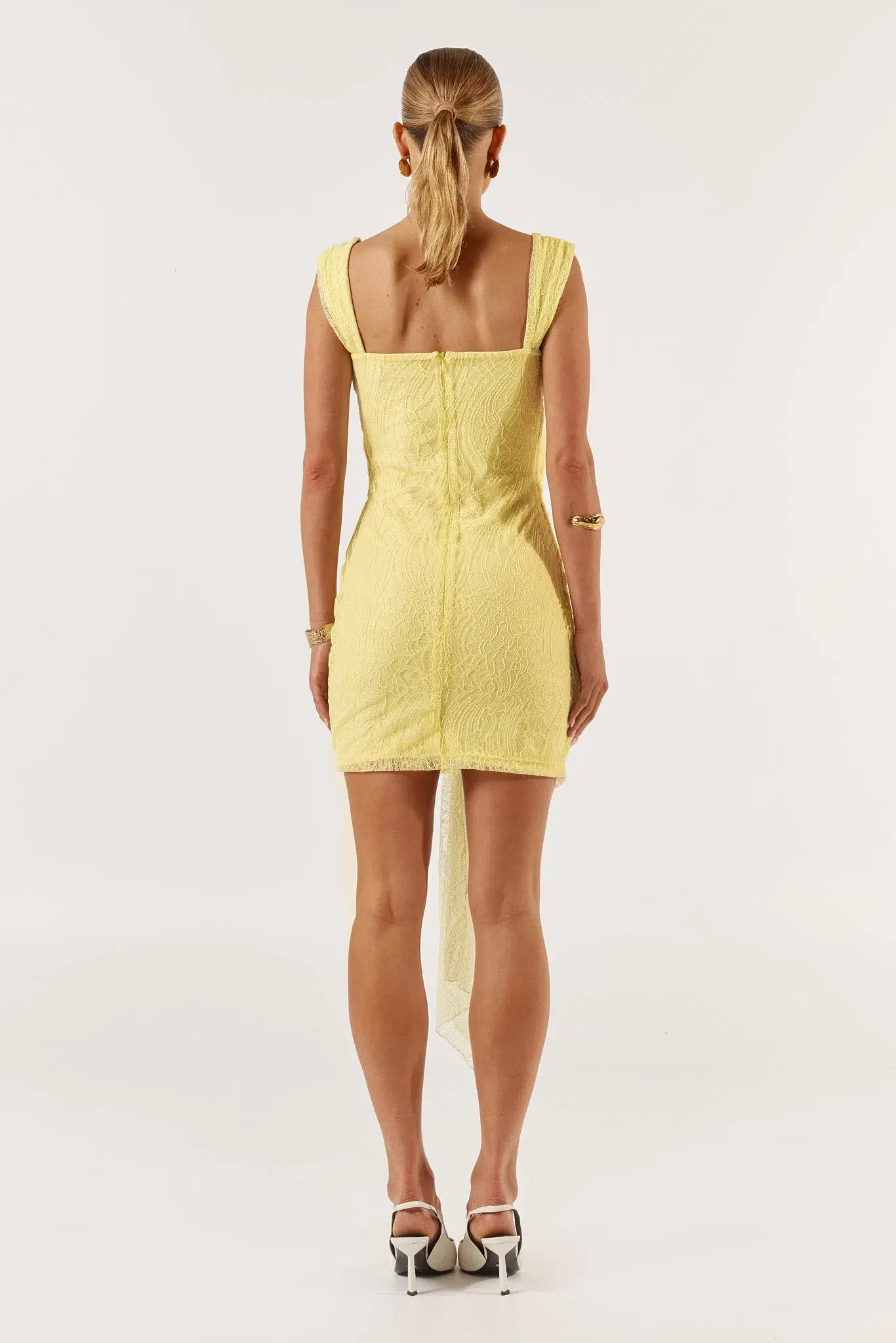 She is Olla Imogen Lace Mini Dress in Lemon Chello Size S / AU 8 - Image 2