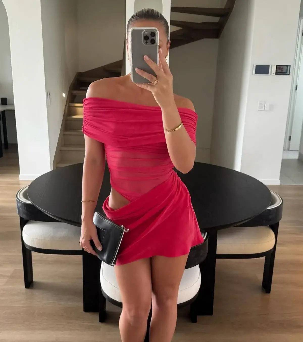 Benni Nico Off Shoulder Mini Dress in Watermelon Size 8 - Image 6