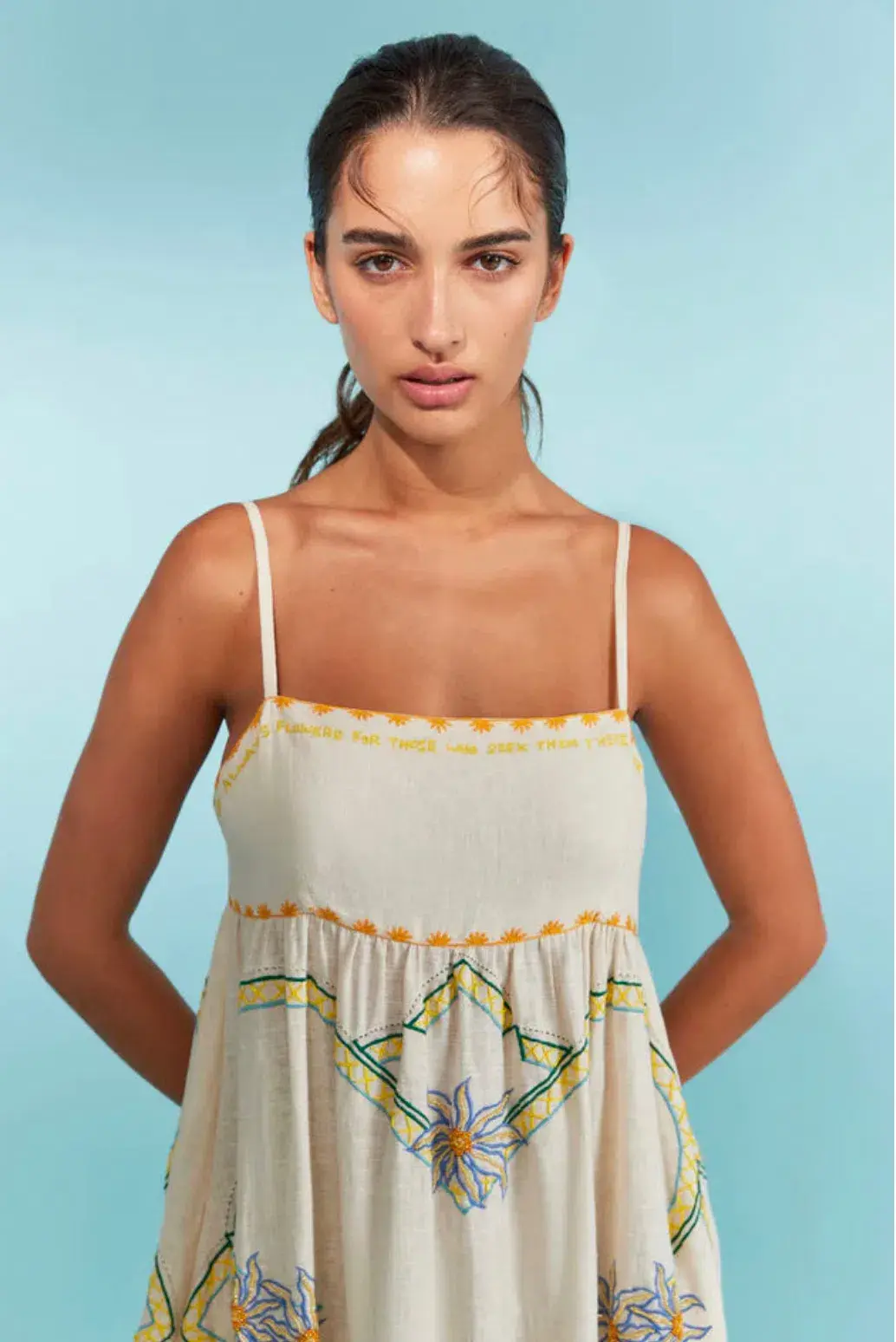 Antipodean Flower Seeker Sun Dress in Snow Drop in size 10 for rent on The Volte - main image