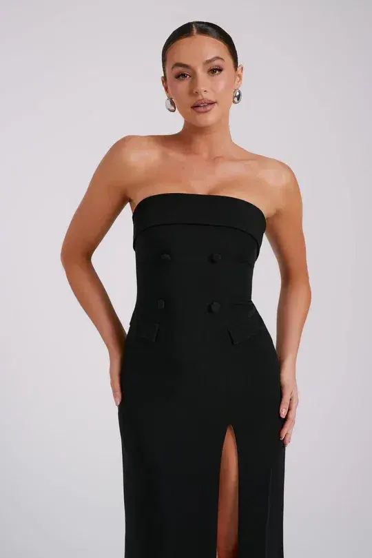 Meshki Abbie Strapless Suiting Maxi Dress Black Size 8 - Image 6