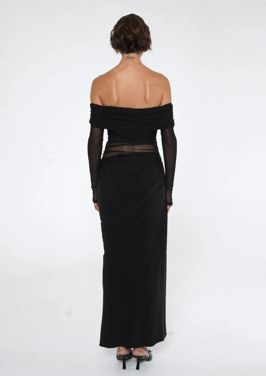 Benni Yasmin Off-Shoulder Maxi Dress Black Size 8 for rent on The Volte - main image