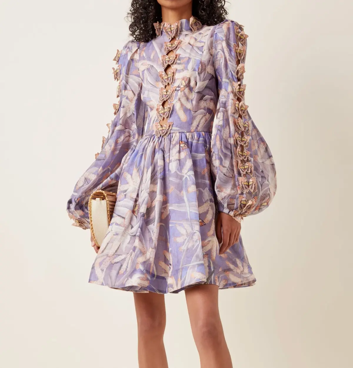 Zimmermann Botanica Butterfly Detailed Linen Silk Mini Dress Pandanus Size 2 / AU 12 - Image 1