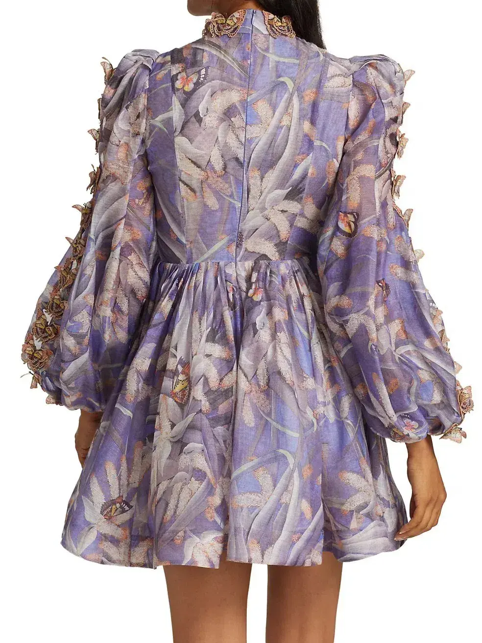 Zimmermann Botanica Butterfly Detailed Linen Silk Mini Dress Pandanus Size 2 / AU 12 - Image 4
