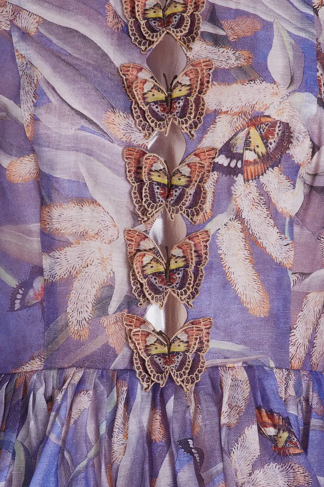 Zimmermann Botanica Butterfly Detailed Linen Silk Mini Dress Pandanus Size 2 / AU 12 - Image 5