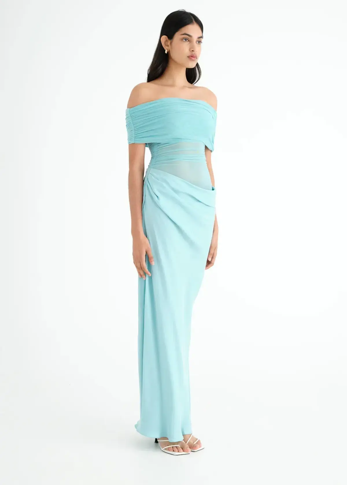 Benni Nico Off Shoulder Maxi Dress in Aquamarine Blue Size 10 - Image 2