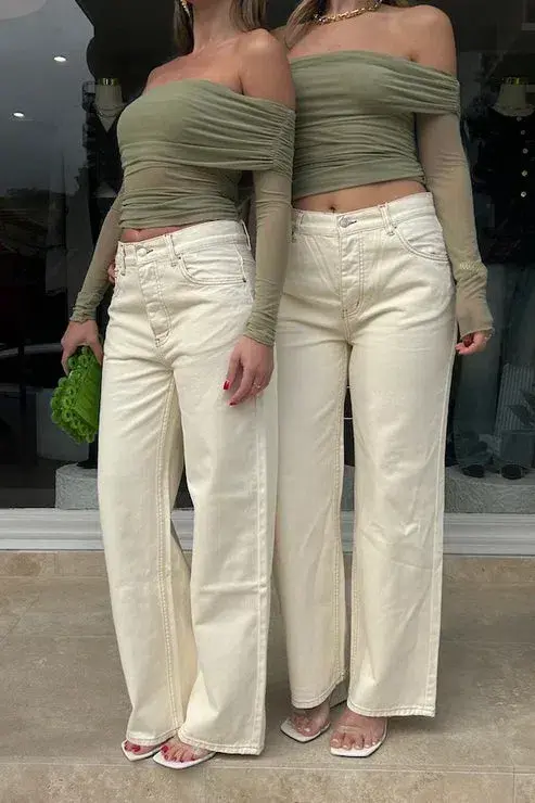 Benni Yasmin Off Shoulder Top in Pistachio Green Size S / AU 8 for rent on The Volte - main image