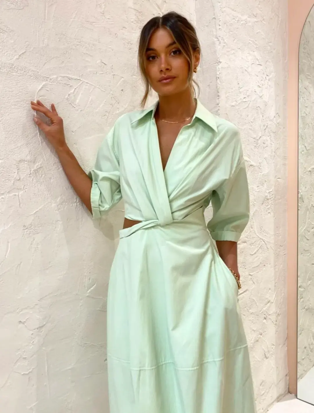 Camilla and Marc Kyra Cocoon Midi Dress in Sour Apple Green Size 8 for rent on The Volte - main image