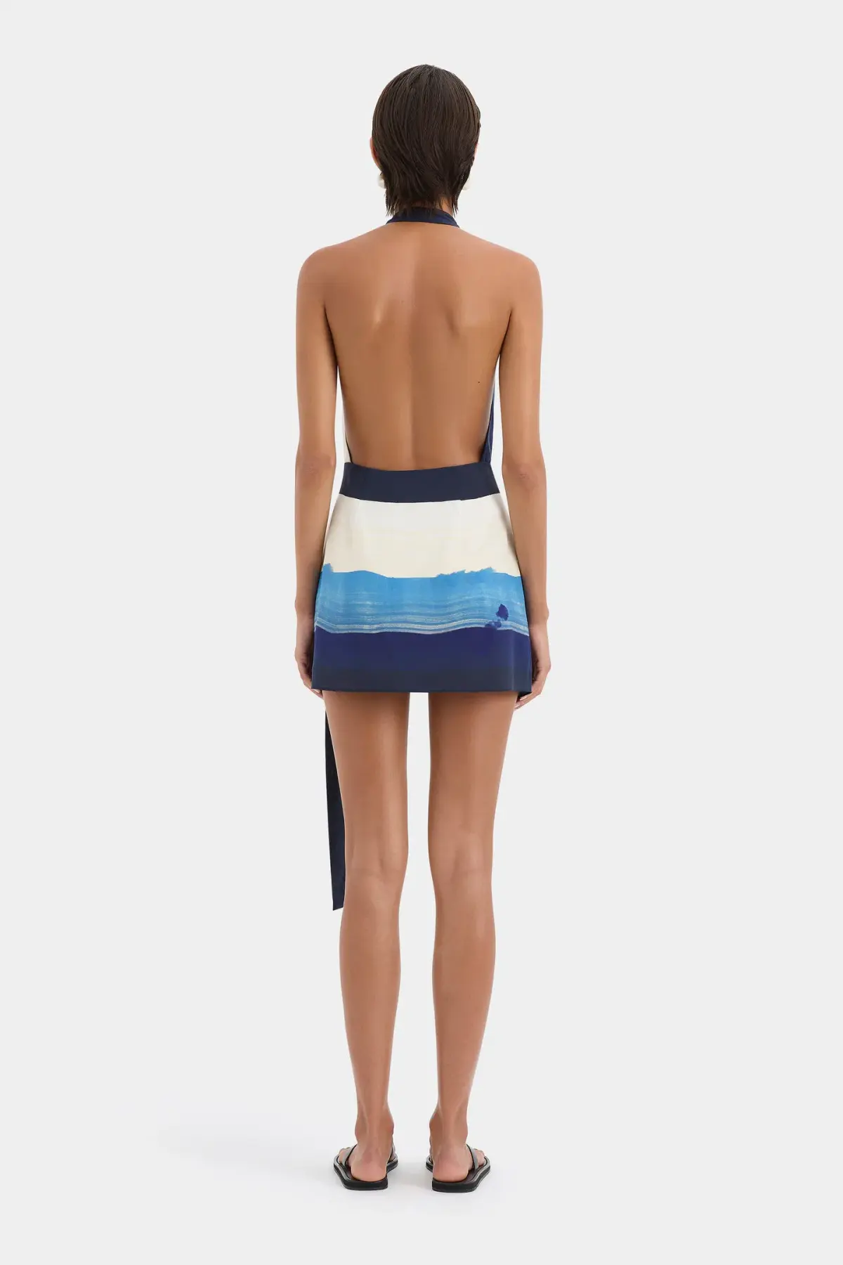 Sir The Label Mariner Wrap Halter Mini Dress Shoreline Stripe Print Size 1 / AU 8 - Image 2