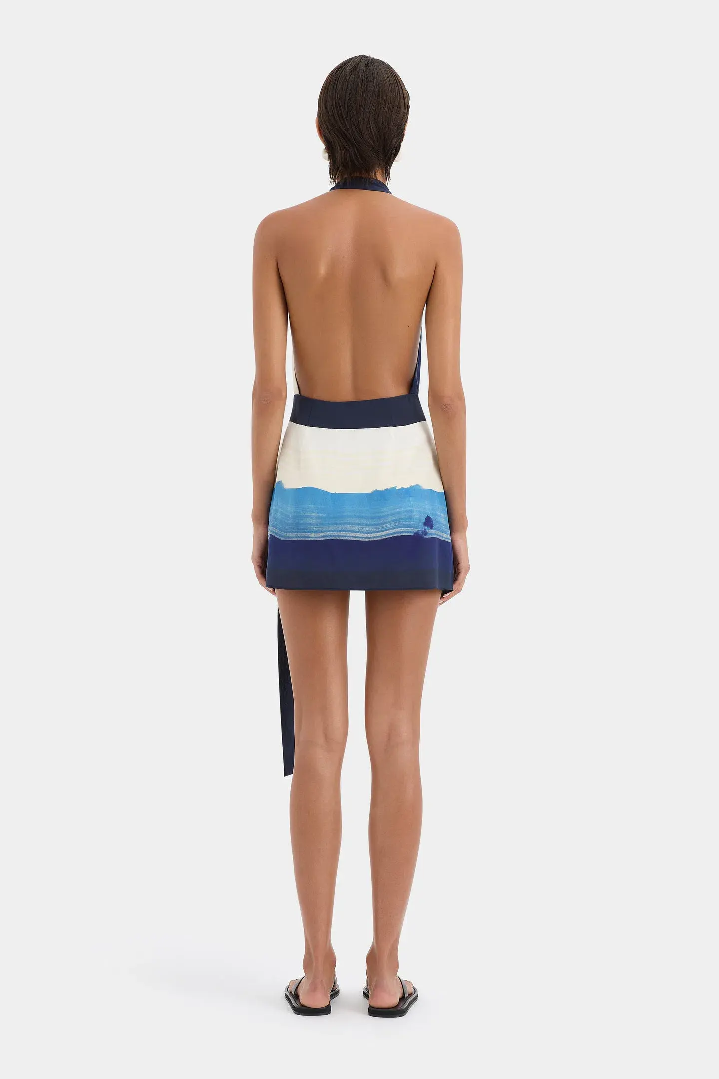 Sir The Label Mariner Wrap Halter Mini Dress Shoreline Stripe Print Size 1 / AU 8 - Image 2
