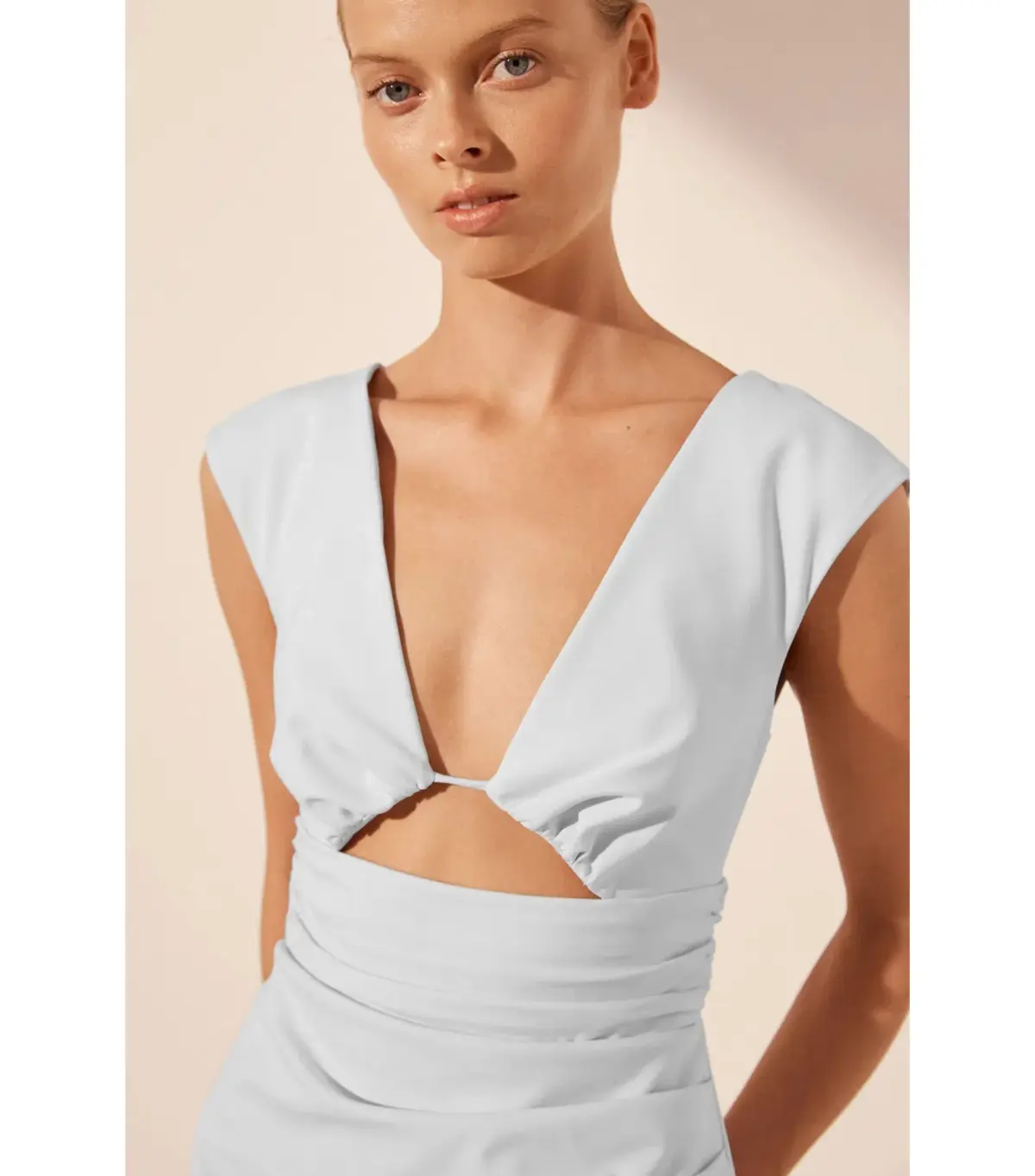 Shona Joy Lani Plunged Cut Out Maxi Dress Sky Ice Blue Size AU 6 - Image 4