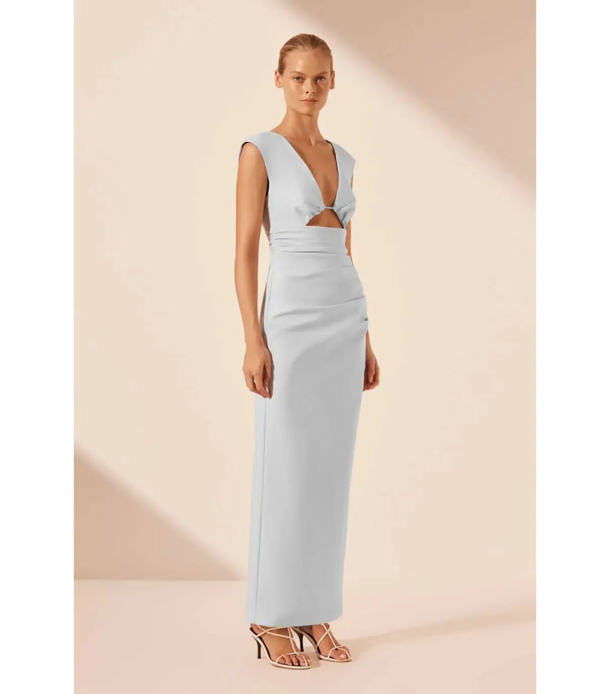 Shona Joy Lani Plunged Cut Out Maxi Dress Sky Ice Blue Size AU 6 - Image 2