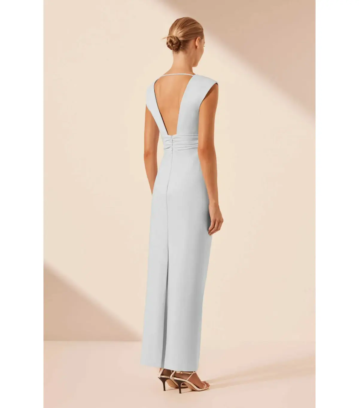 Shona Joy Lani Plunged Cut Out Maxi Dress Sky Ice Blue Size AU 6 - Image 3