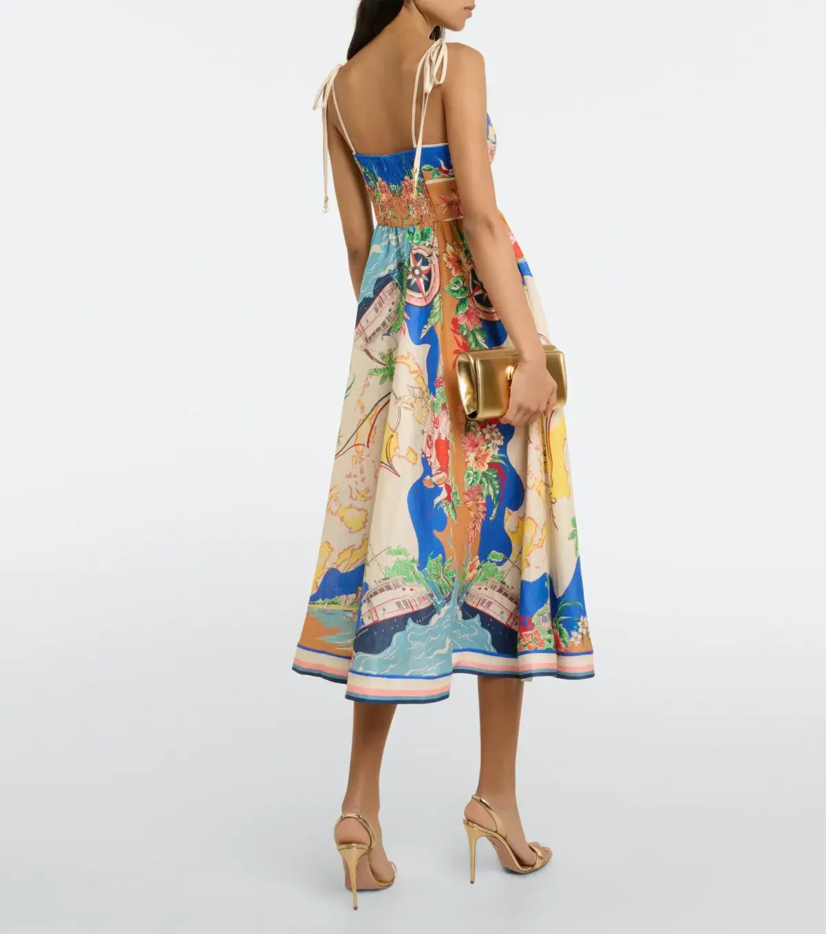Zimmermann Alight Picnic Midi Dress Nautical Map Print Size 1 / AU 10 - Image 4