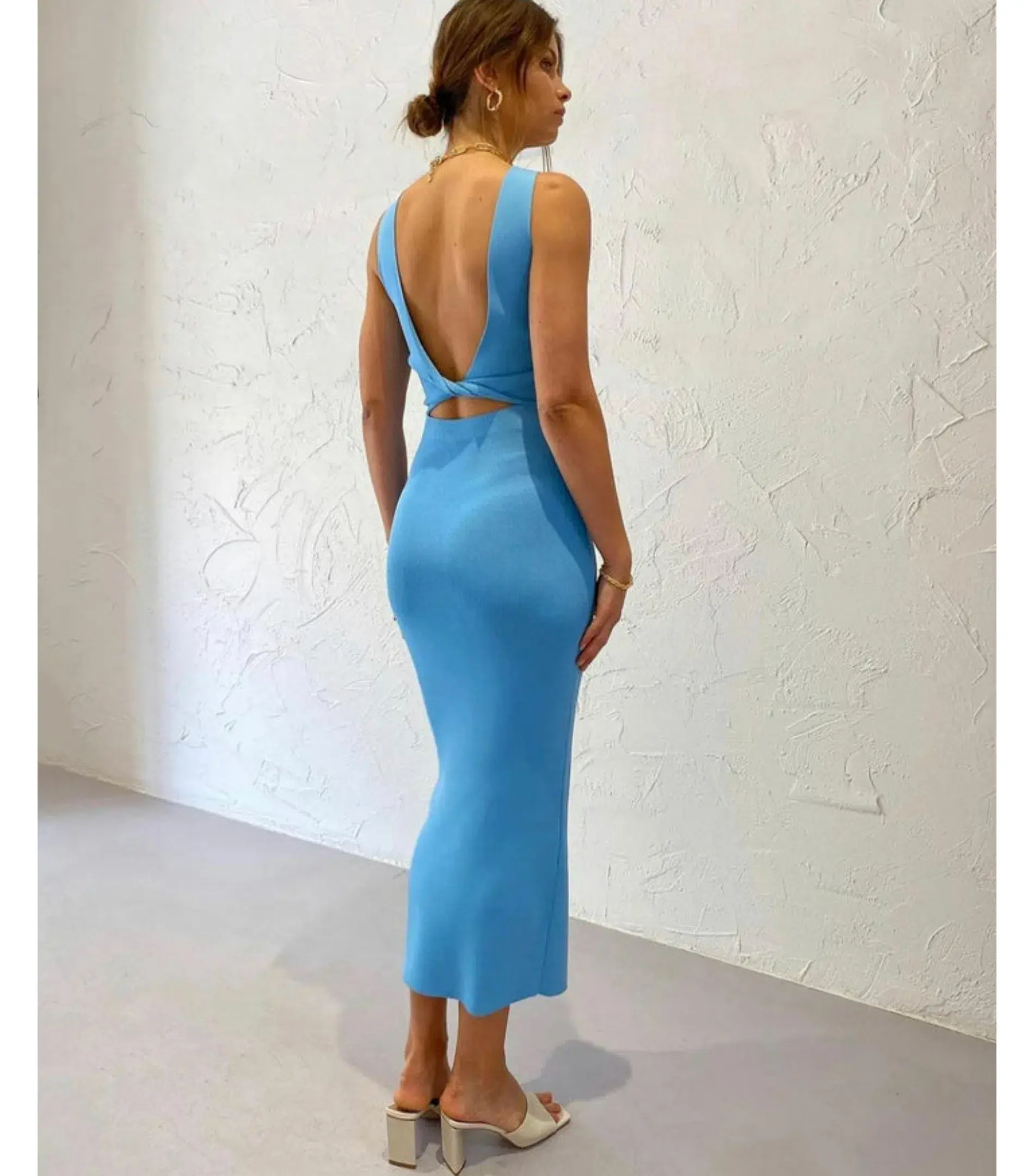 Bec & Bridge Sorbet Summer Midi Dress in Azure Blue Size AU 8 - Image 2