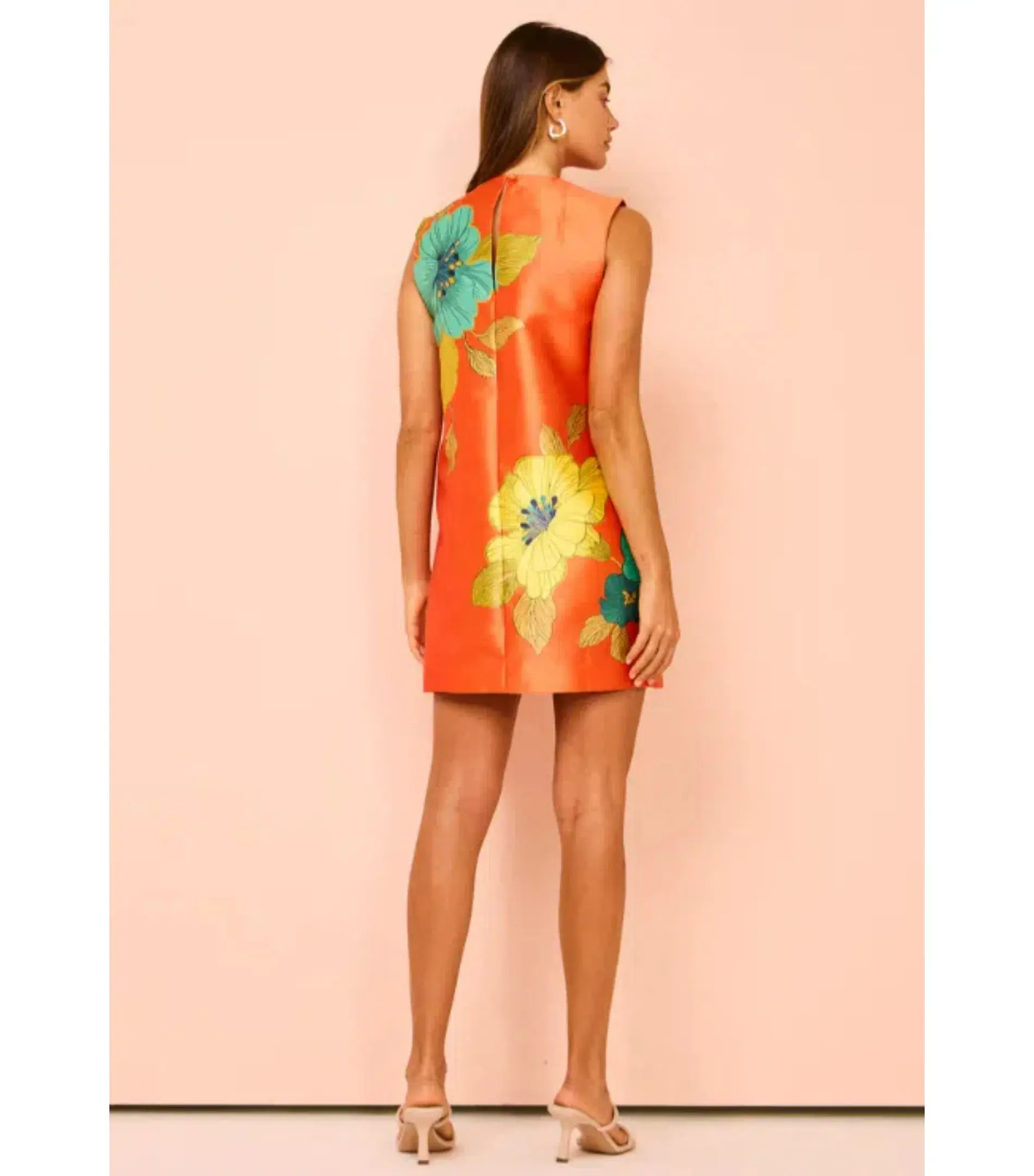 Alemais Piato Mini Dress Orange/Floral Size AU 8  - Image 4