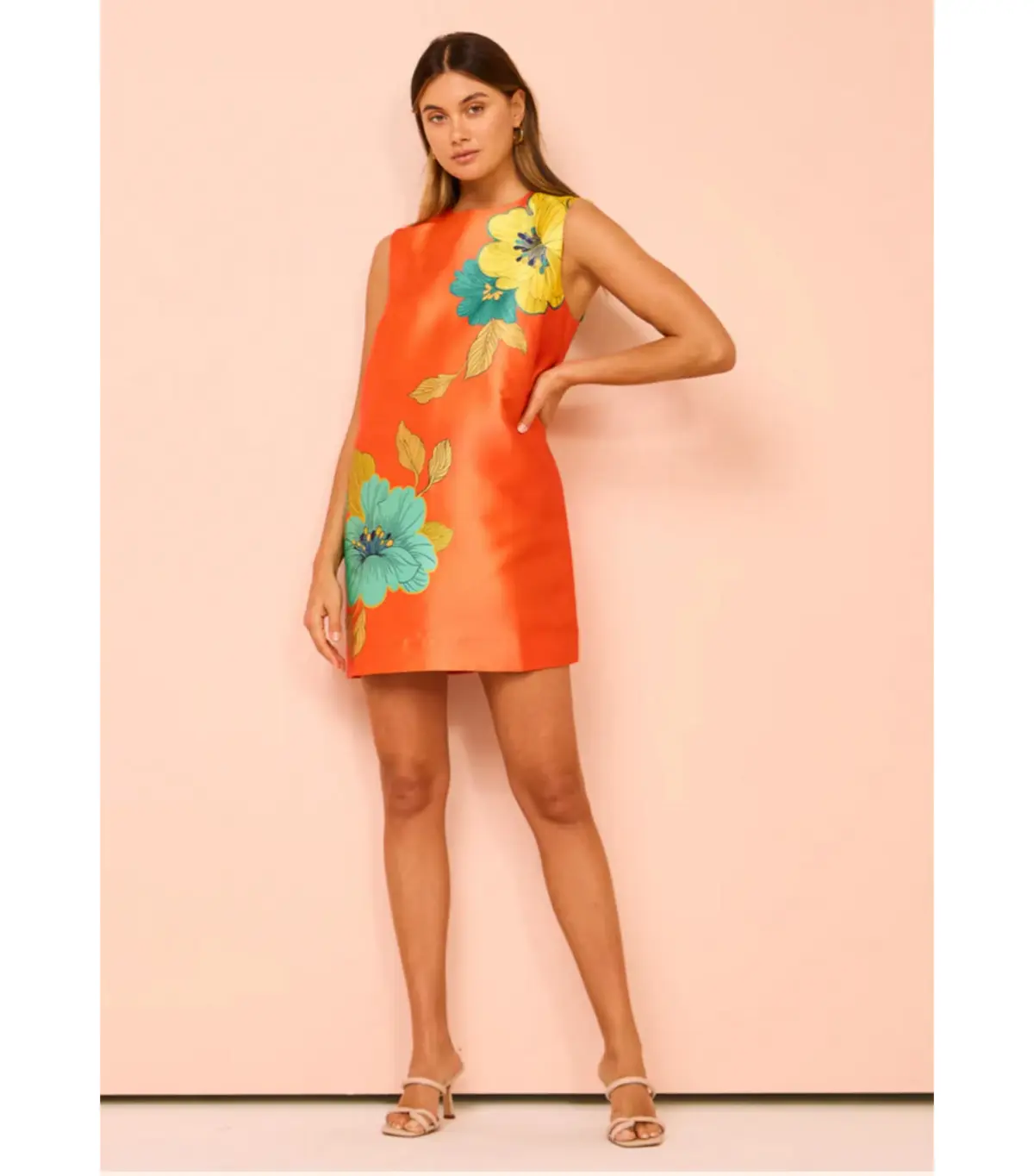 Alemais Piato Mini Dress Orange/Floral Size AU 8  - Image 2