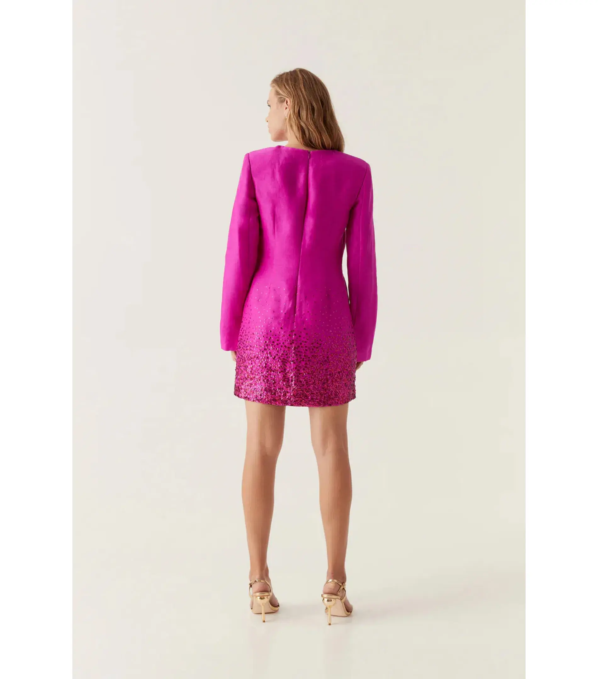 Aje Reflection Sequin Mini Dress in Deep Magenta Size AU 10 - Image 3
