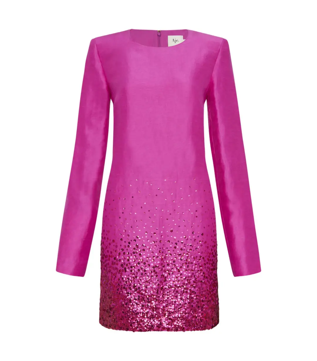 Aje Reflection Sequin Mini Dress in Deep Magenta Size AU 10 for rent on The Volte - main image