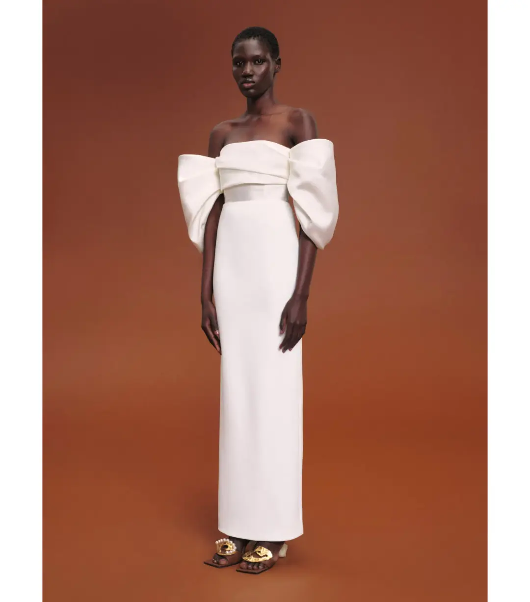 Solace London Arla Gown in Ivory Size AU 12 for rent on The Volte - main image