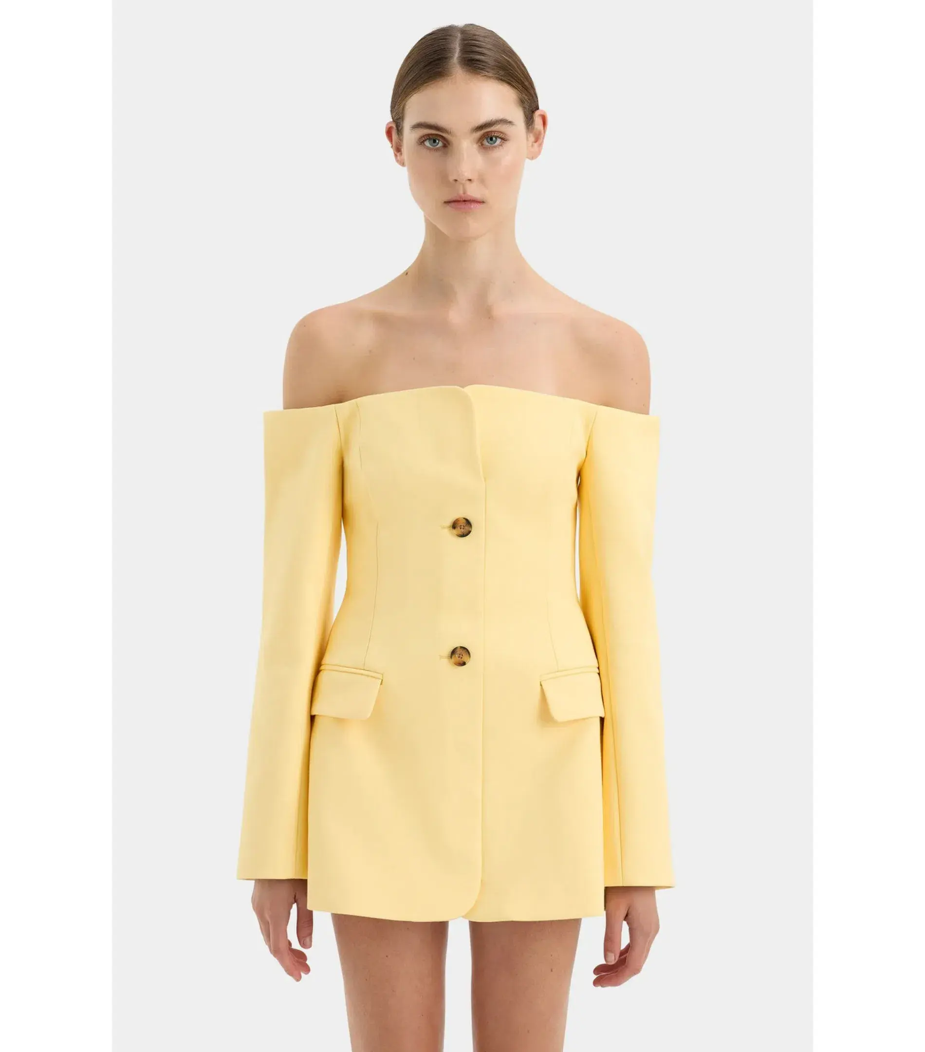 Sir the Label Sandrine Tailored Mini Dress Limone Size AU 14 - Image 4