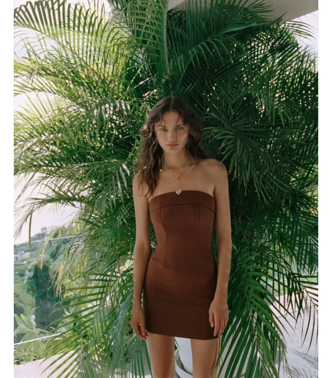 With Jéan Chloe Corset Dress in Chocolate Brown Size S / AU 8 for rent on The Volte - main image
