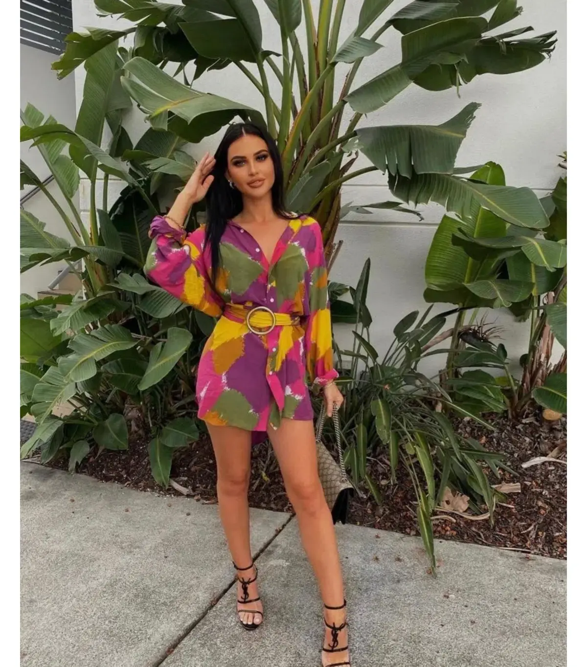 Bamba Swim Titan Shirt Dress In Dry Brush Print Size S / AU 8 - Image 1