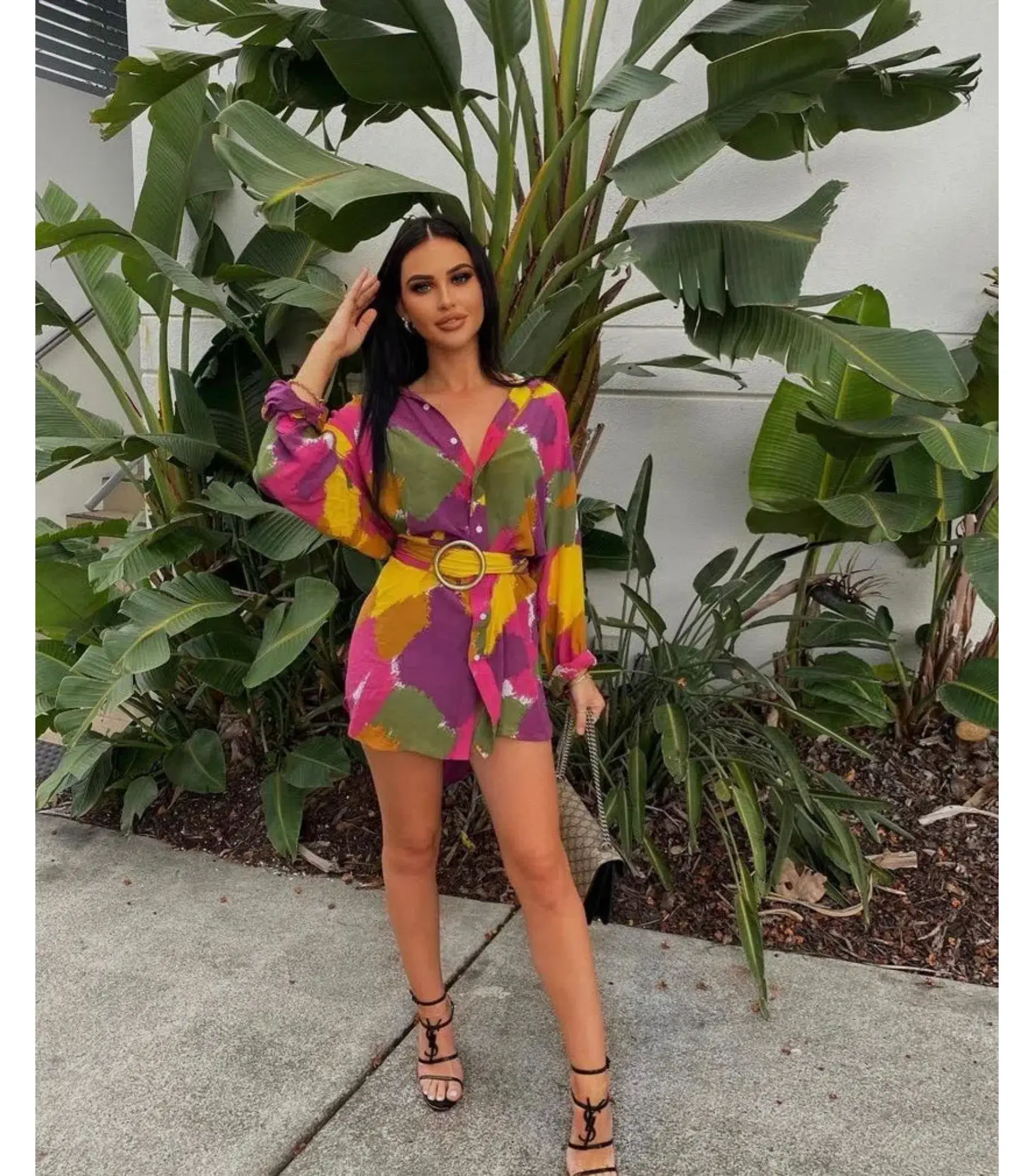 Bamba Swim Titan Shirt Dress In Dry Brush Print Size S / AU 8 - Image 1