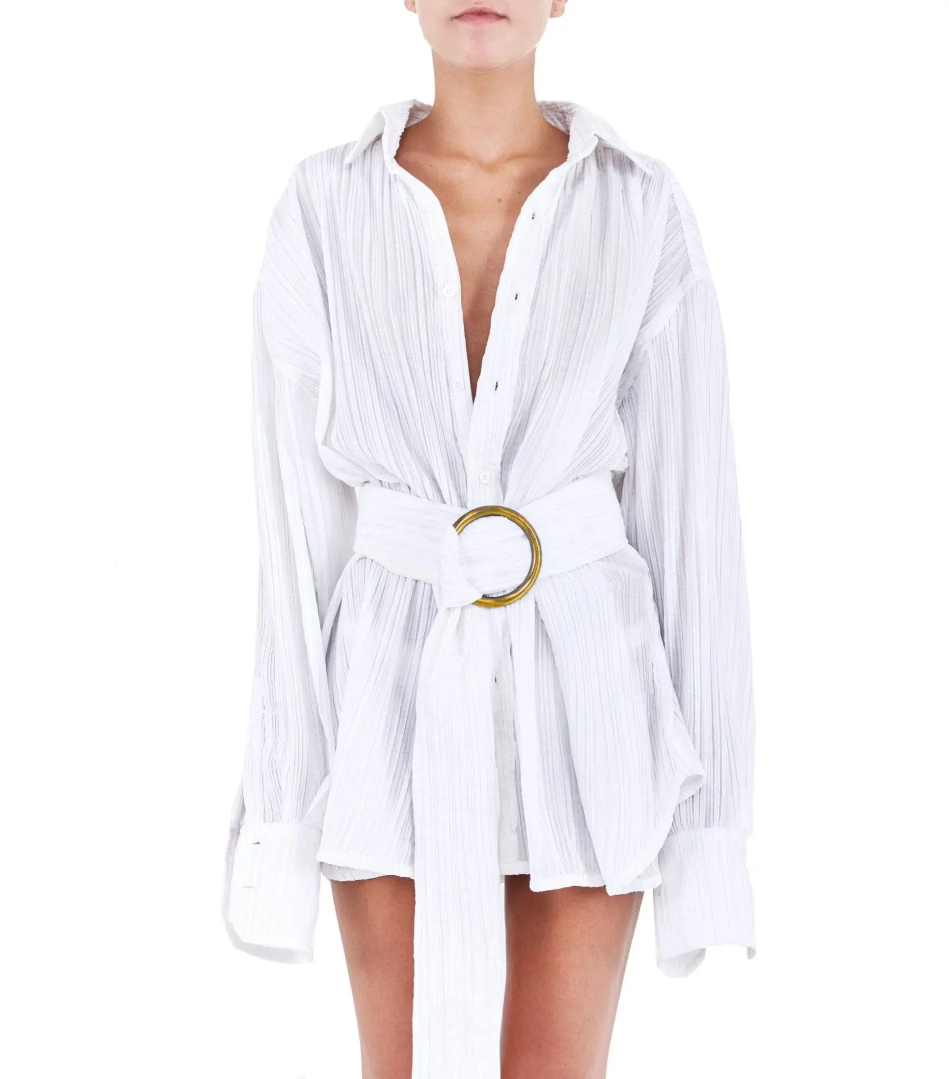 BAMBA SWIM Titan Shirt Dress in White Size S / AU 8  - Image 5