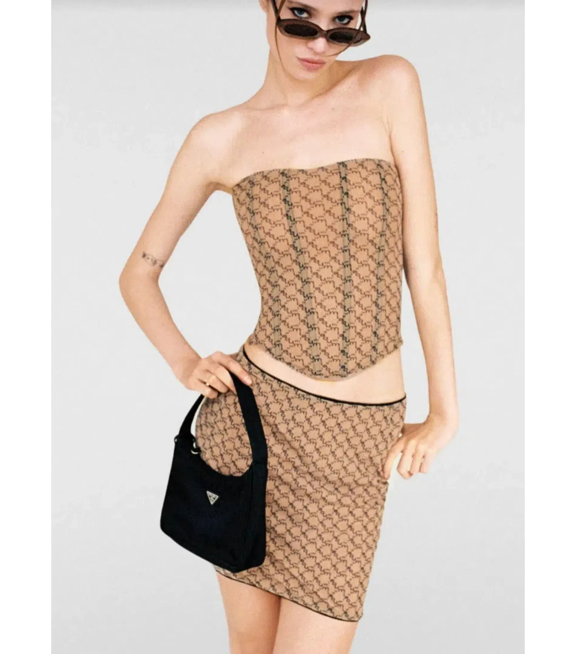 Miaou Peri Corset and Mini Moni Skirt in Nude Monogram Set Size XS / AU 6 - Image 2