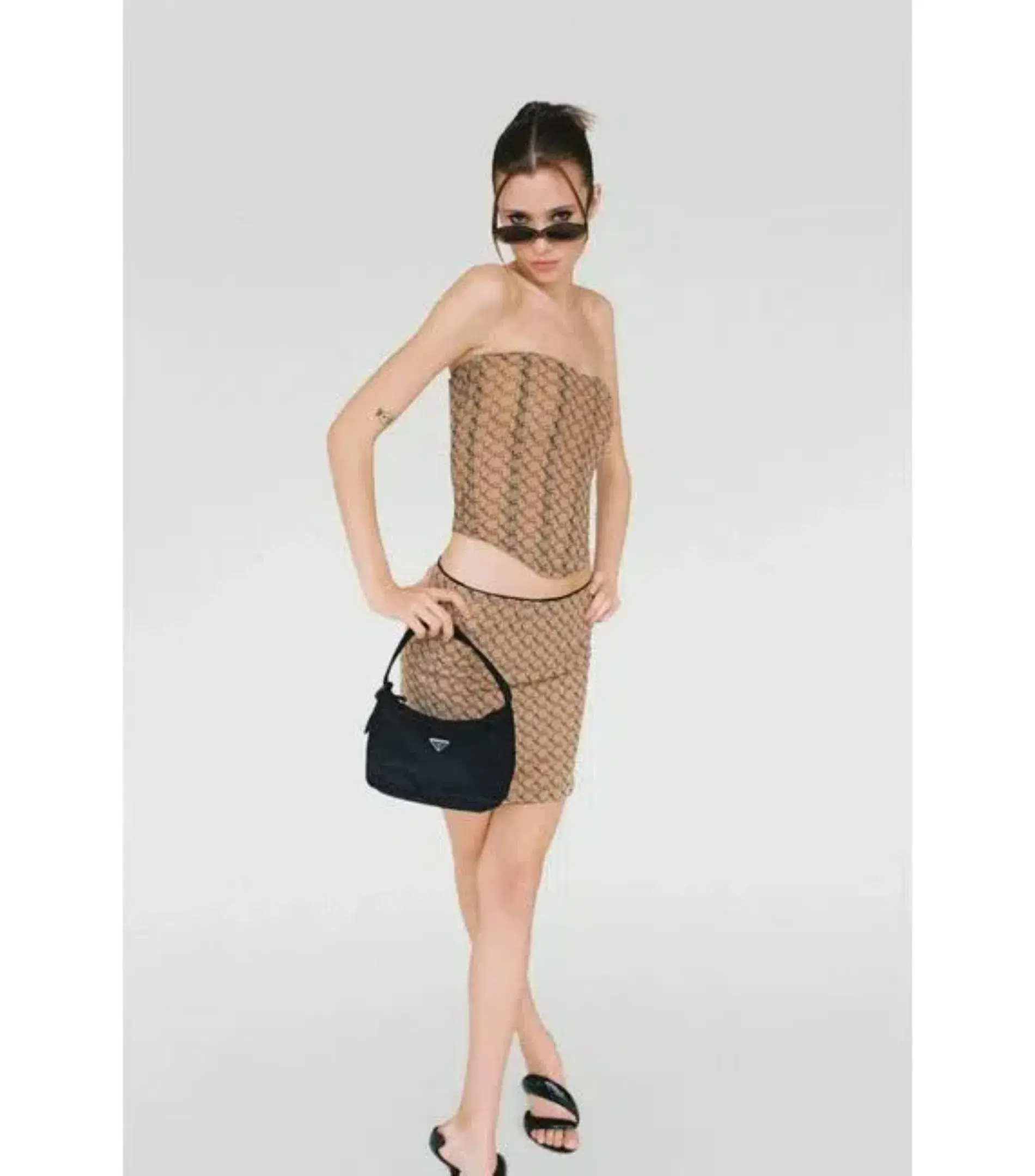 Miaou Peri Corset and Mini Moni Skirt in Nude Monogram Set Size XS / AU 6 - Image 1