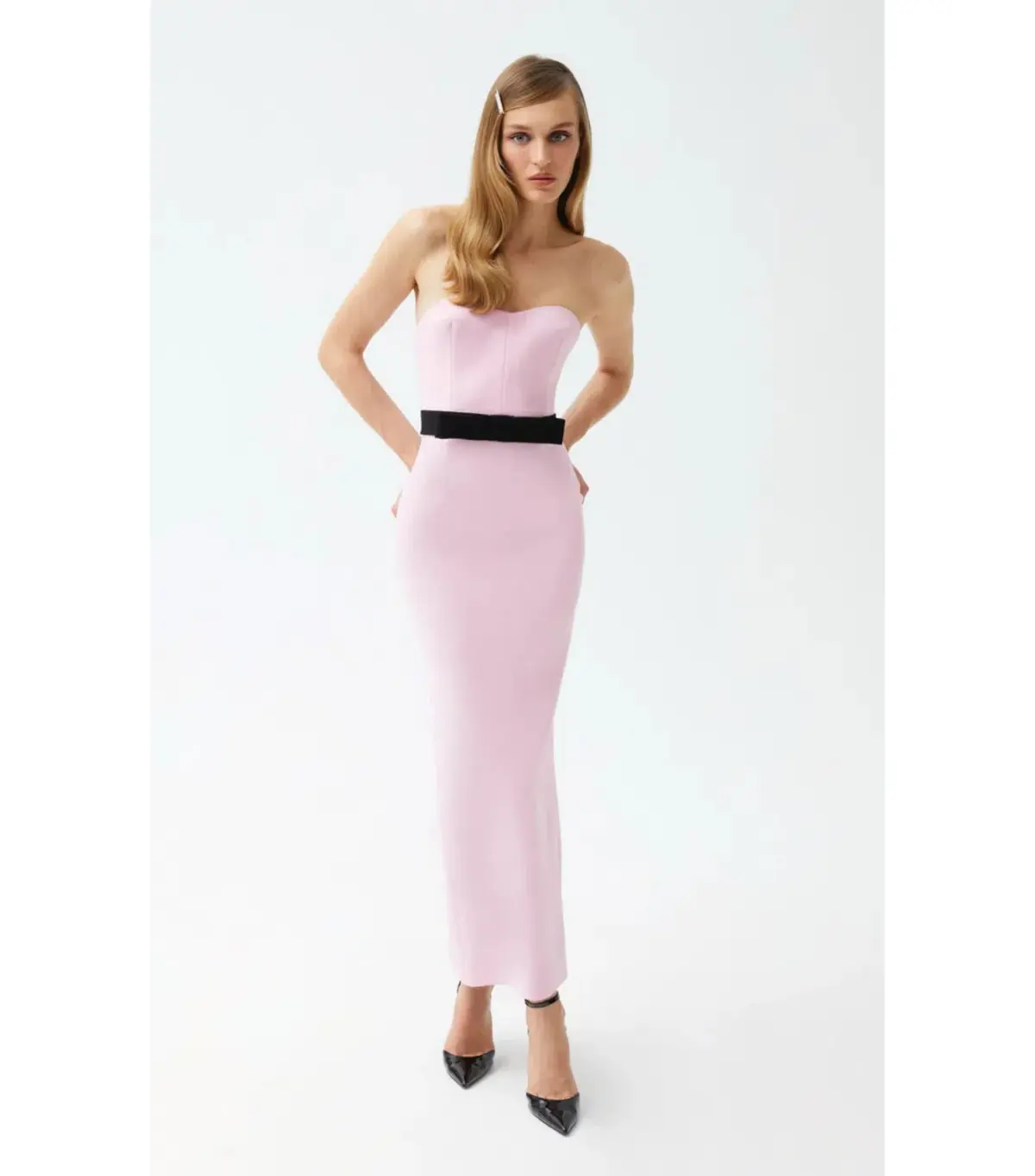 THE NEW ARRIVALS by İlkyaz Özel Noele Column Dress Baby Pink Size 10/M - Image 4