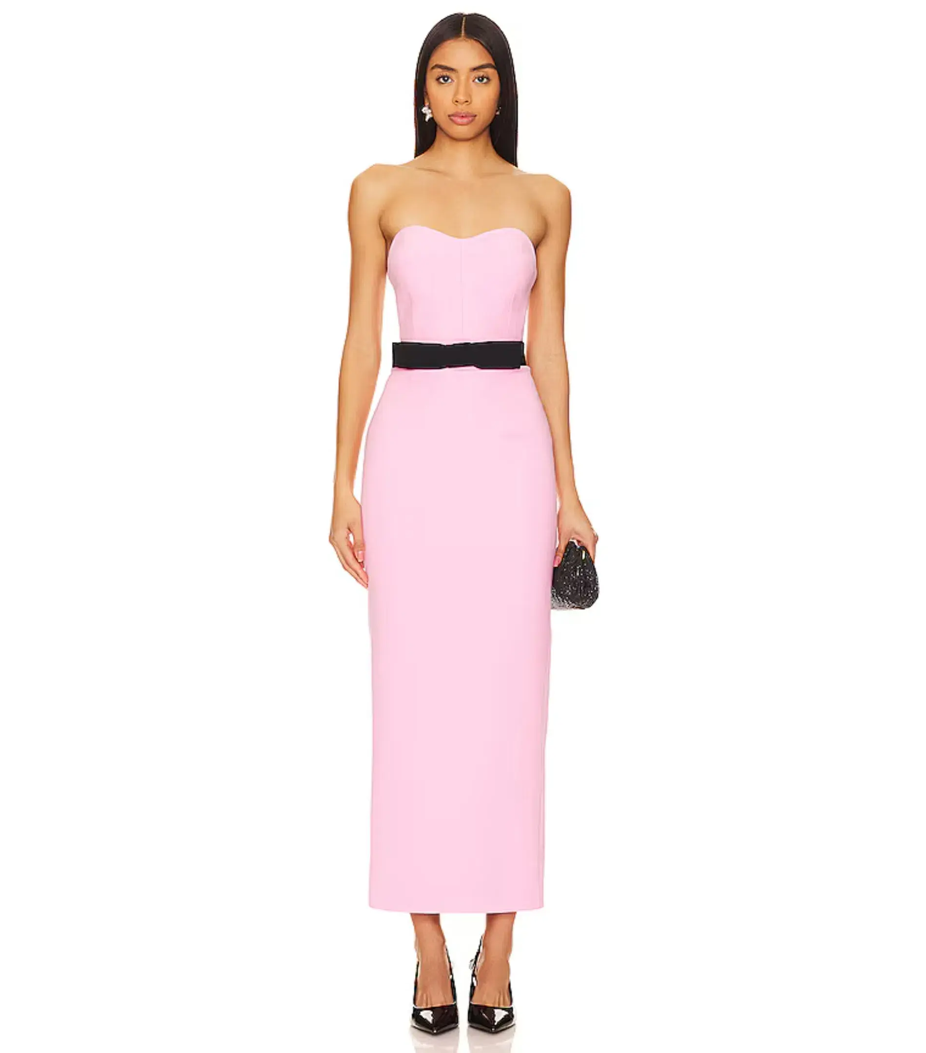 THE NEW ARRIVALS by İlkyaz Özel Noele Column Dress Baby Pink Size 10/M - Image 1