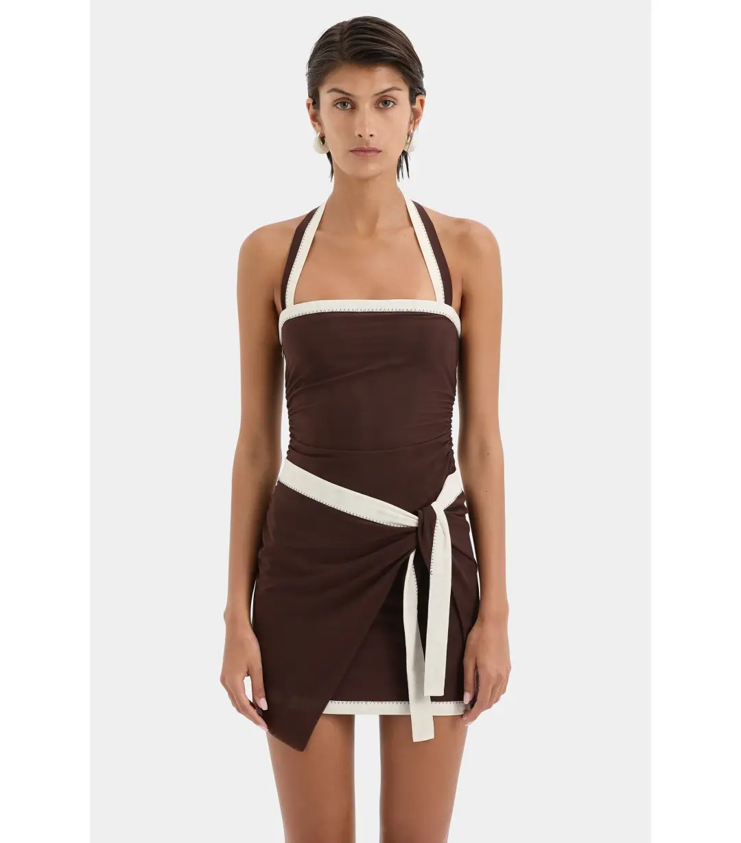 Sir the Label Jacques Mini Dress Chocolate Brown Size AU 12 for rent on The Volte - main image