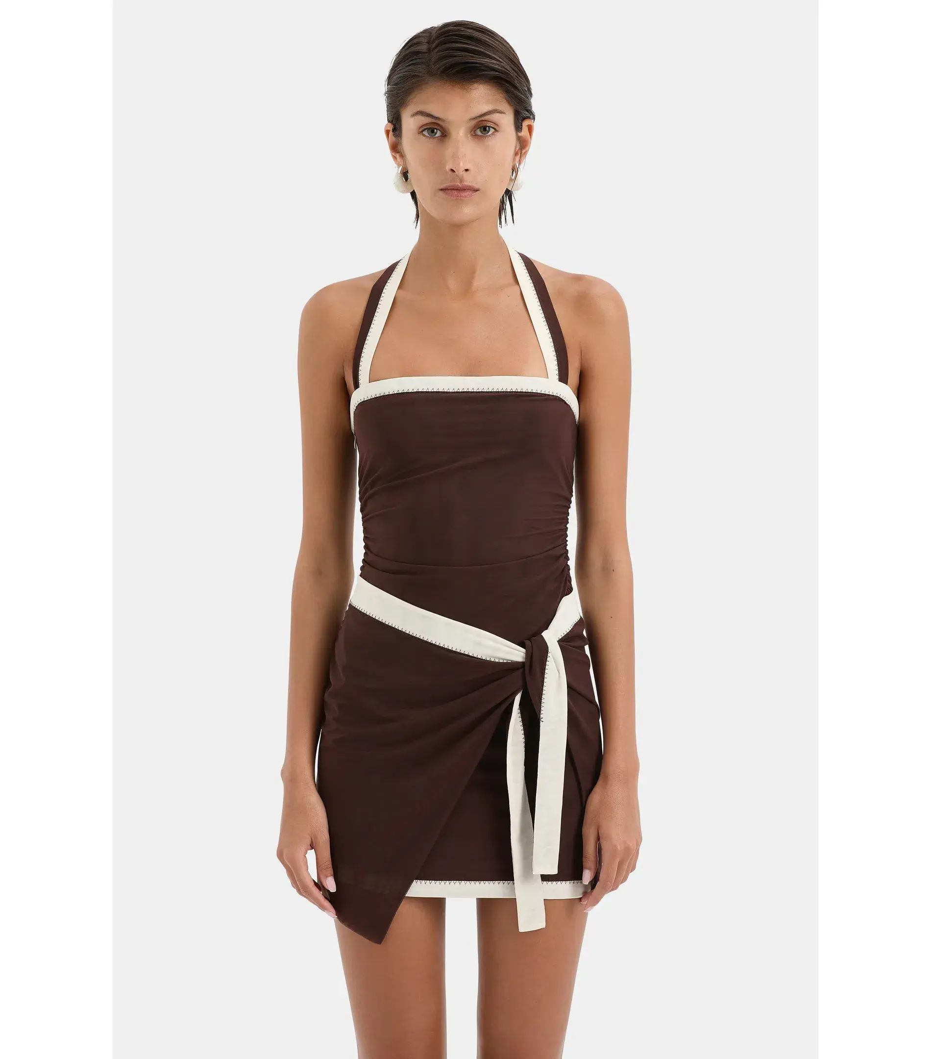 Sir the Label Jacques Mini Dress Chocolate Brown Size AU 12 - Image 2