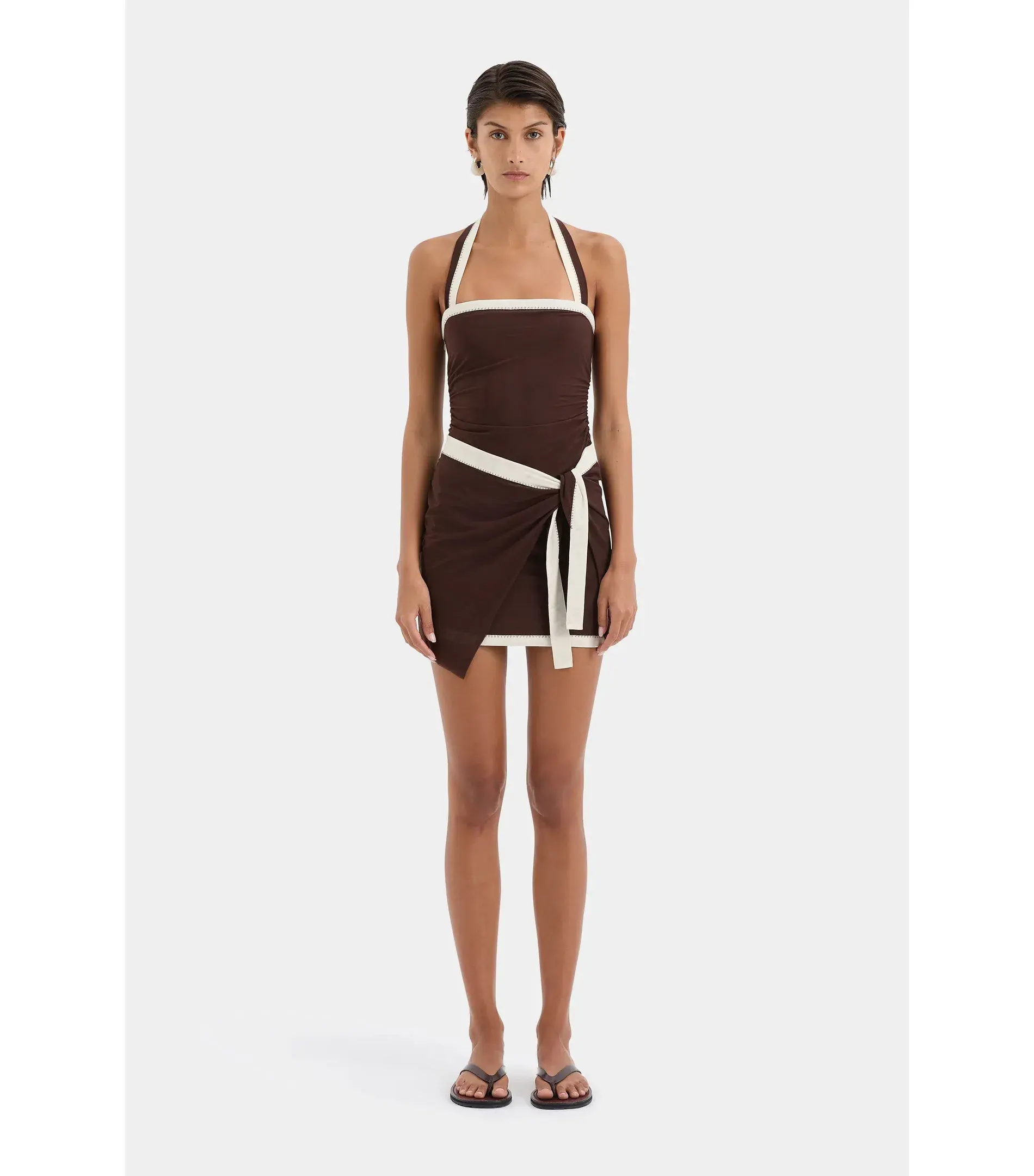 Sir the Label Jacques Mini Dress Chocolate Brown Size AU 12 - Image 1