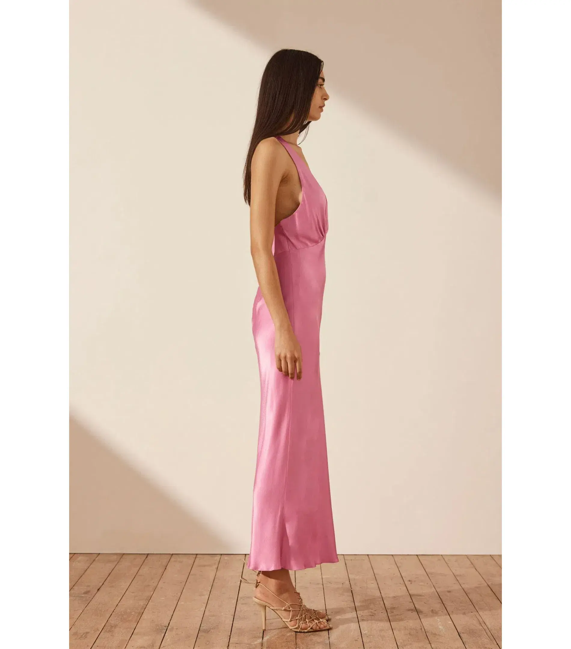 Shona Joy Arienzo Plunged Cross Back Midi Dress Pink Size AU 10 - Image 3